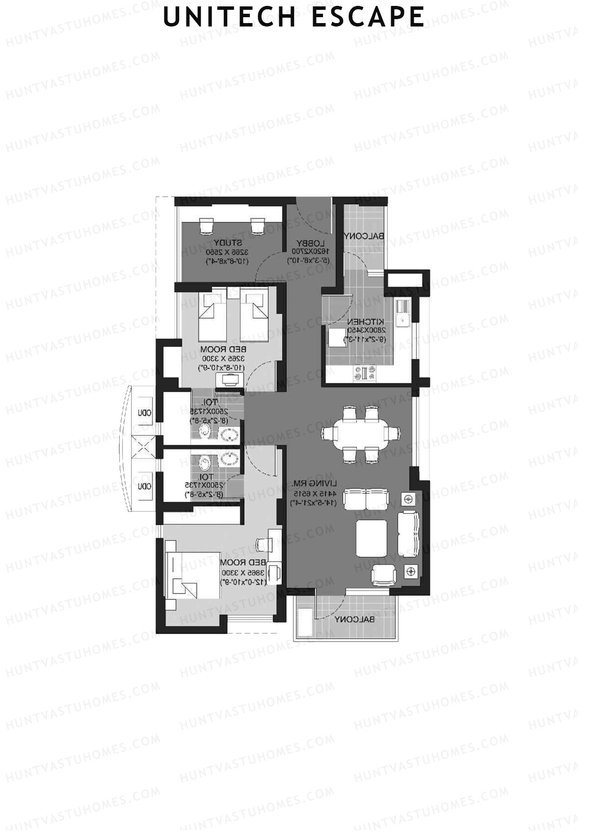 Unitech Escape Tower 3 Unit 3 (Type A) Floor Plan