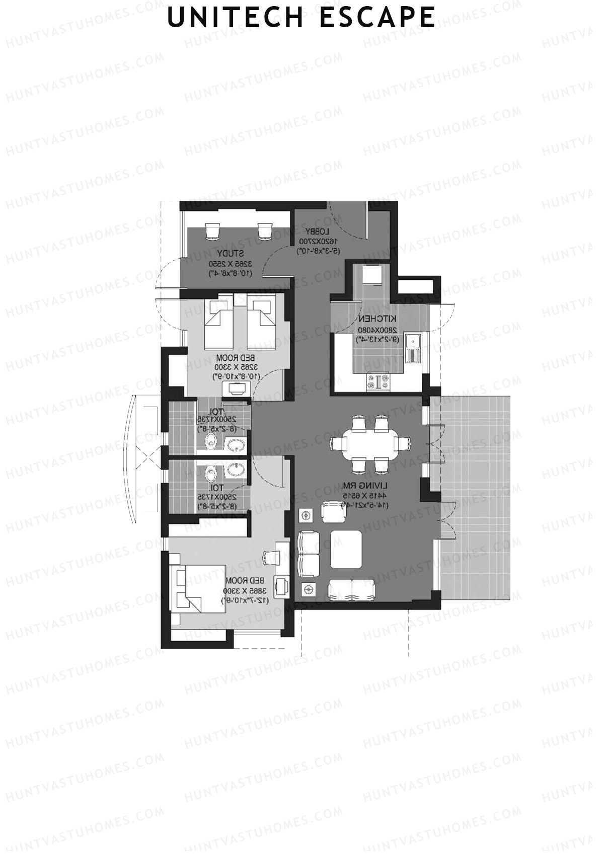 Unitech Escape Tower 3 Unit 3 (Type G) Floor Plan