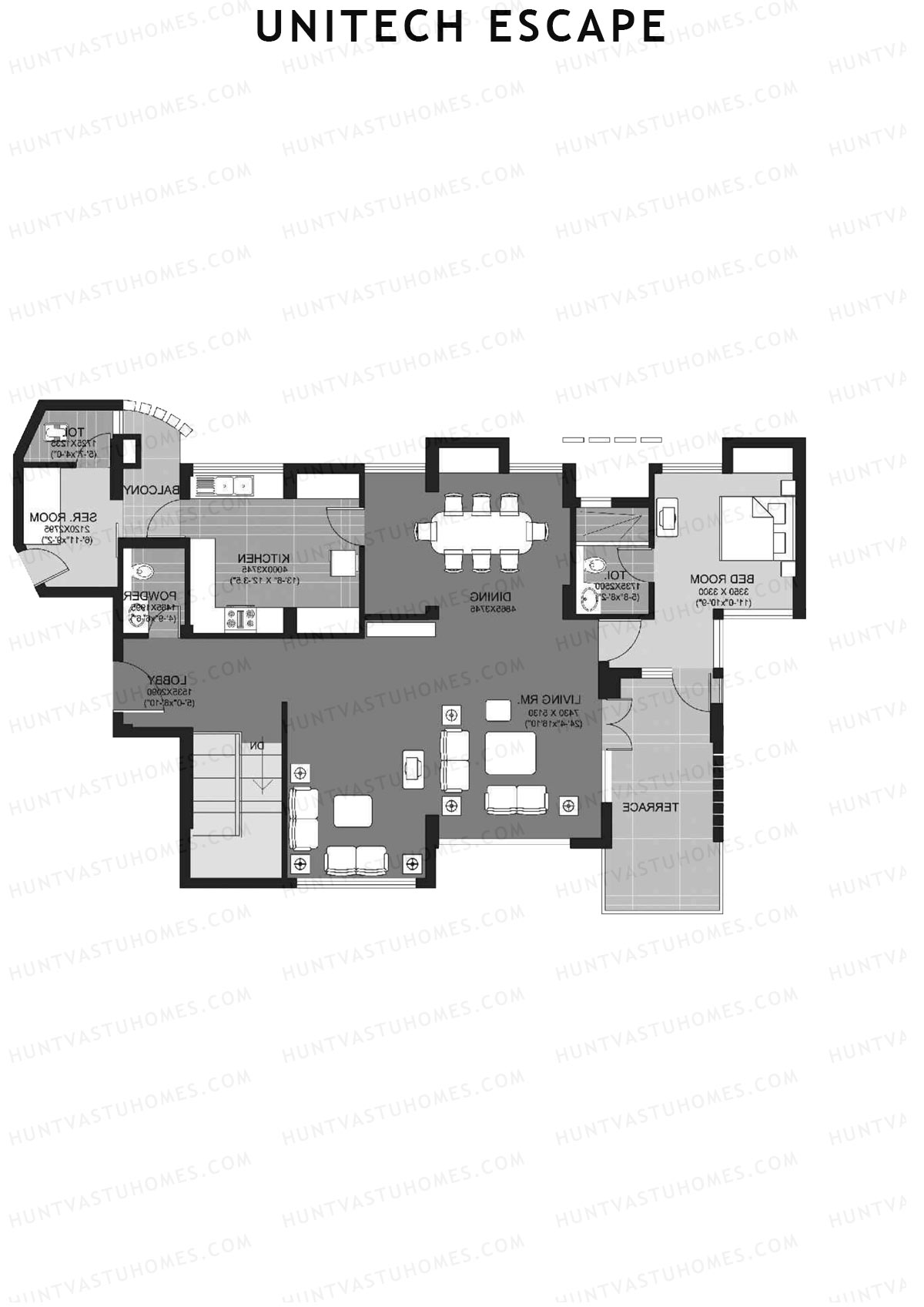 Unitech Escape Tower 5 Unit 2 Type (Penthouse) Floor Plan