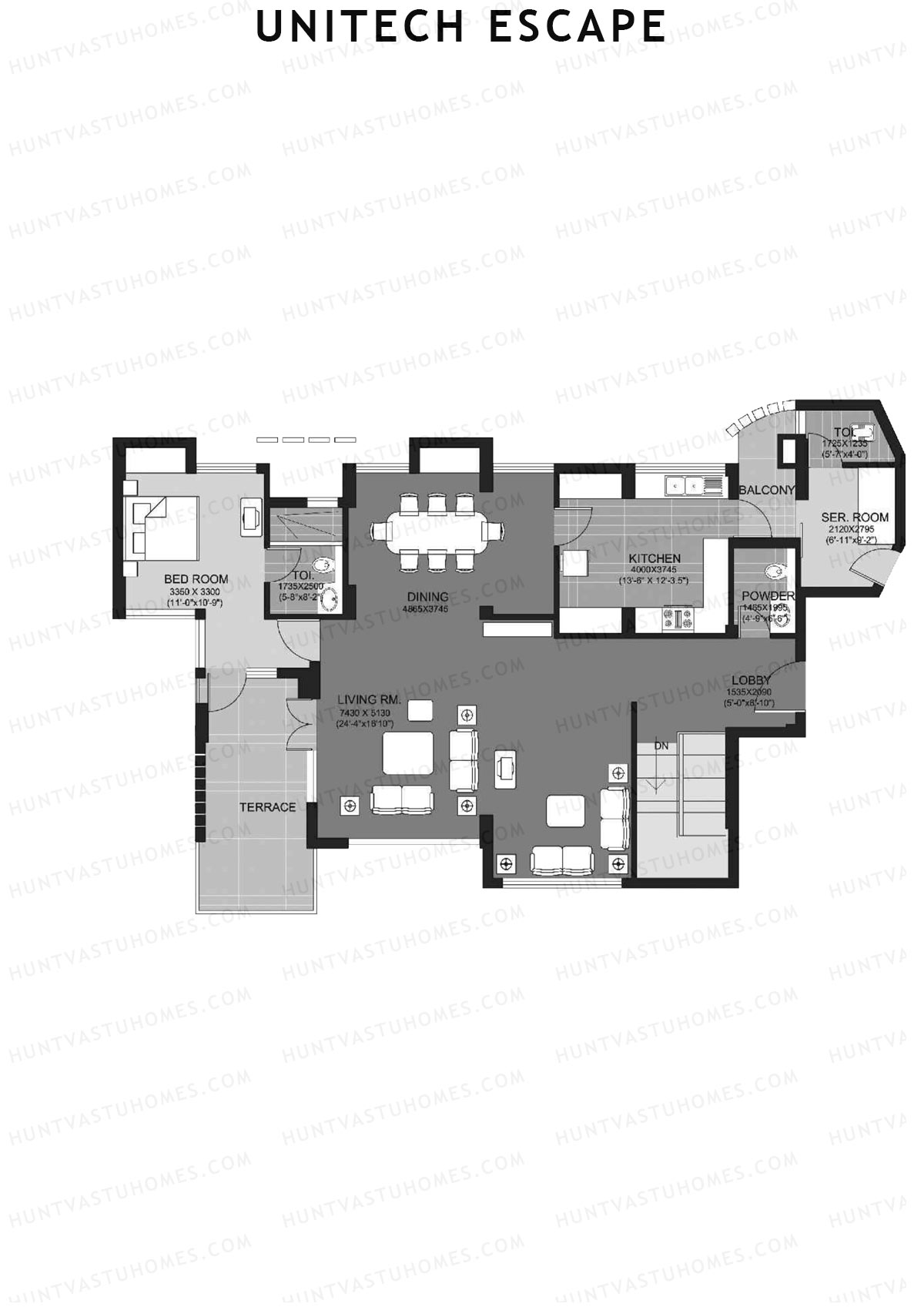 Unitech Escape Tower 6 Unit 1 Type (Penthouse) Floor Plan