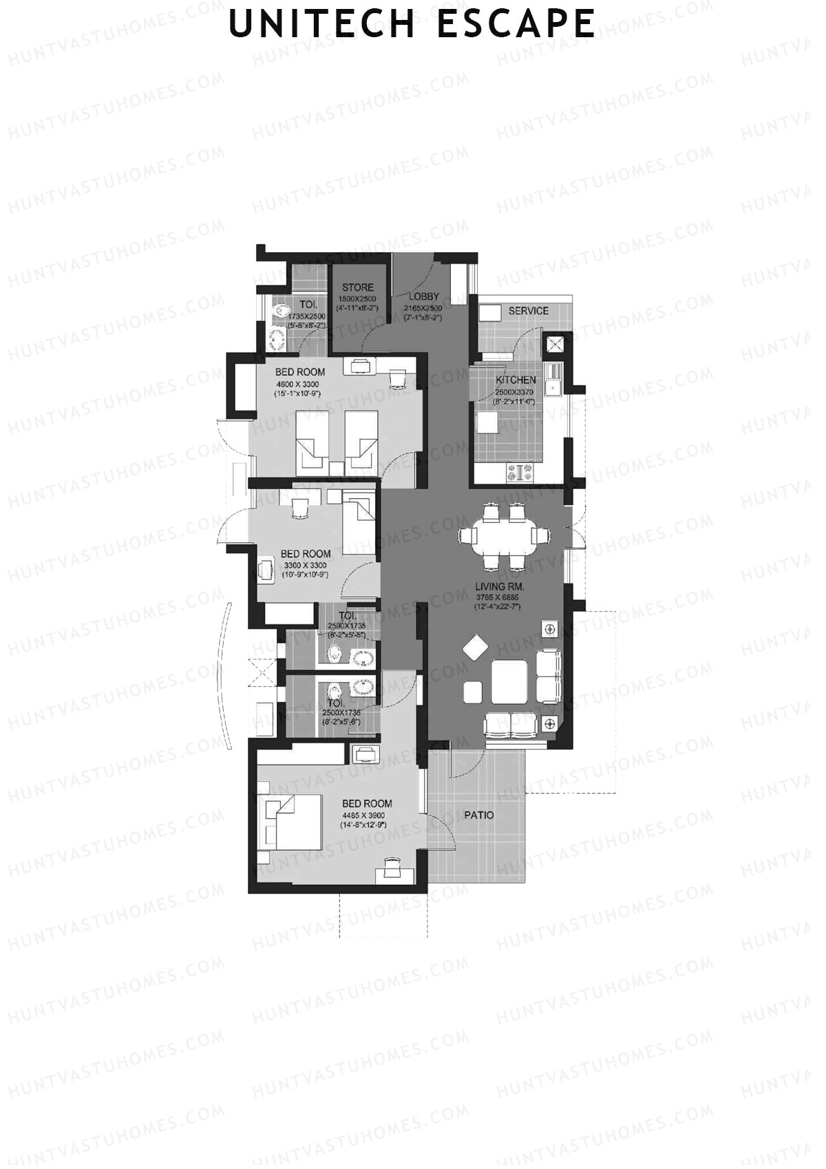 Unitech Escape Tower 6 Unit 3 (Type G2) Floor Plan