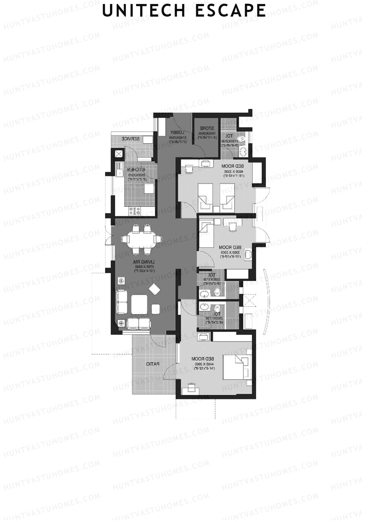 Unitech Escape Tower 7 Unit 3 (Type G2) Floor Plan