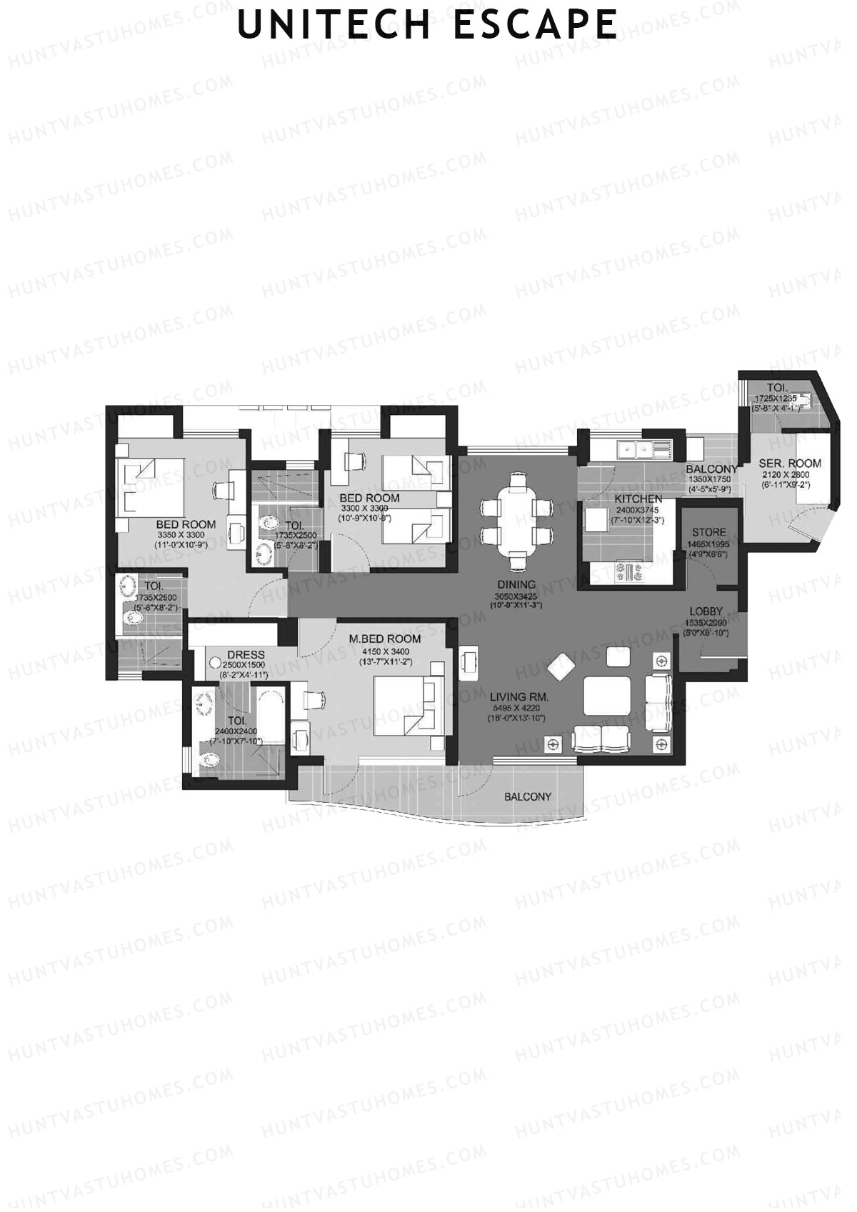 Unitech Escape Tower 8 Unit 1 (Type A) Floor Plan