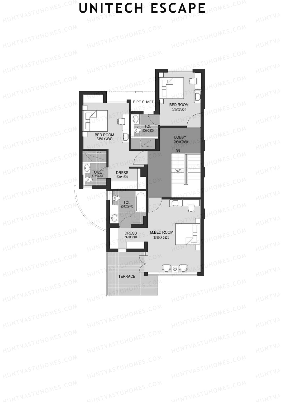 Unitech Escape Tower 8 Unit 1 (Townhouse) Floor Plan