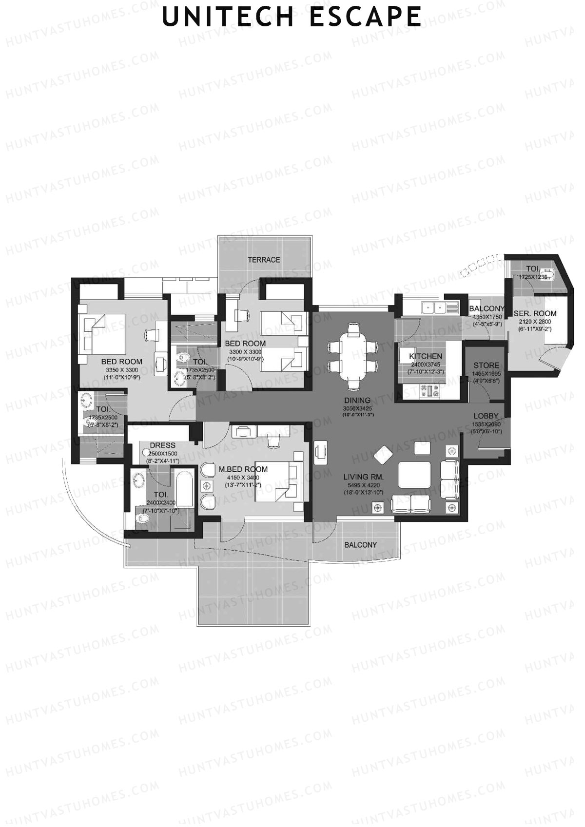 Unitech Escape Tower 8 Unit 1 (Type E) Floor Plan