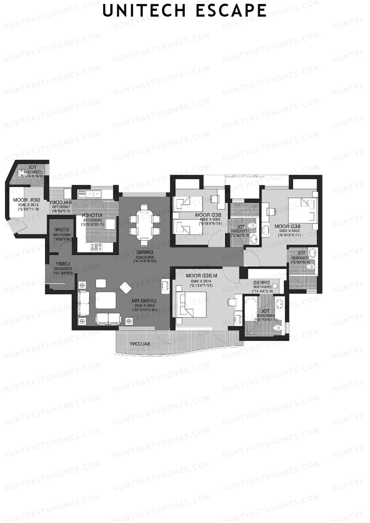 Unitech Escape Tower 8 Unit 2 (Type A) Floor Plan