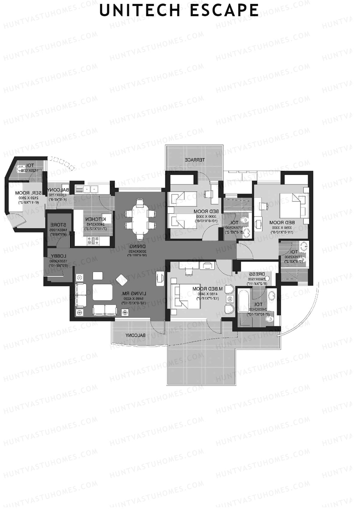 Unitech Escape Tower 8 Unit 2 (Type E) Floor Plan