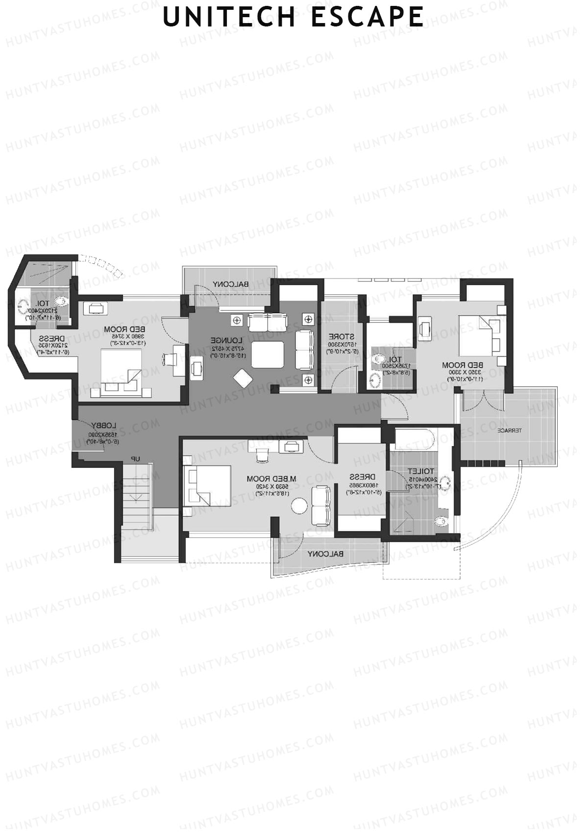 Unitech Escape Tower 8 Unit 2 Type (Penthouse) Floor Plan