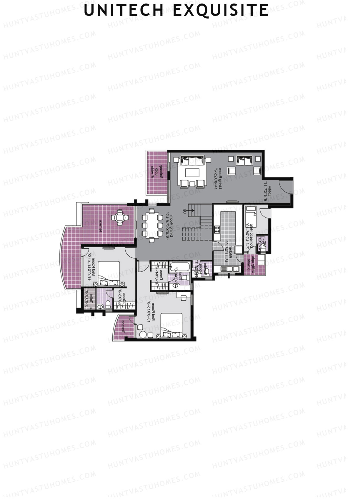 Unitech Exquisite Tower A1 Unit 1 TYPE PH LW(Penthouse) Floor Plan