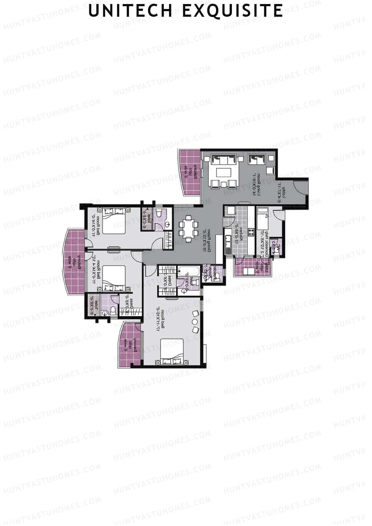Unitech Exquisite Tower A1 Unit 1 (Type X1) Floor Plan