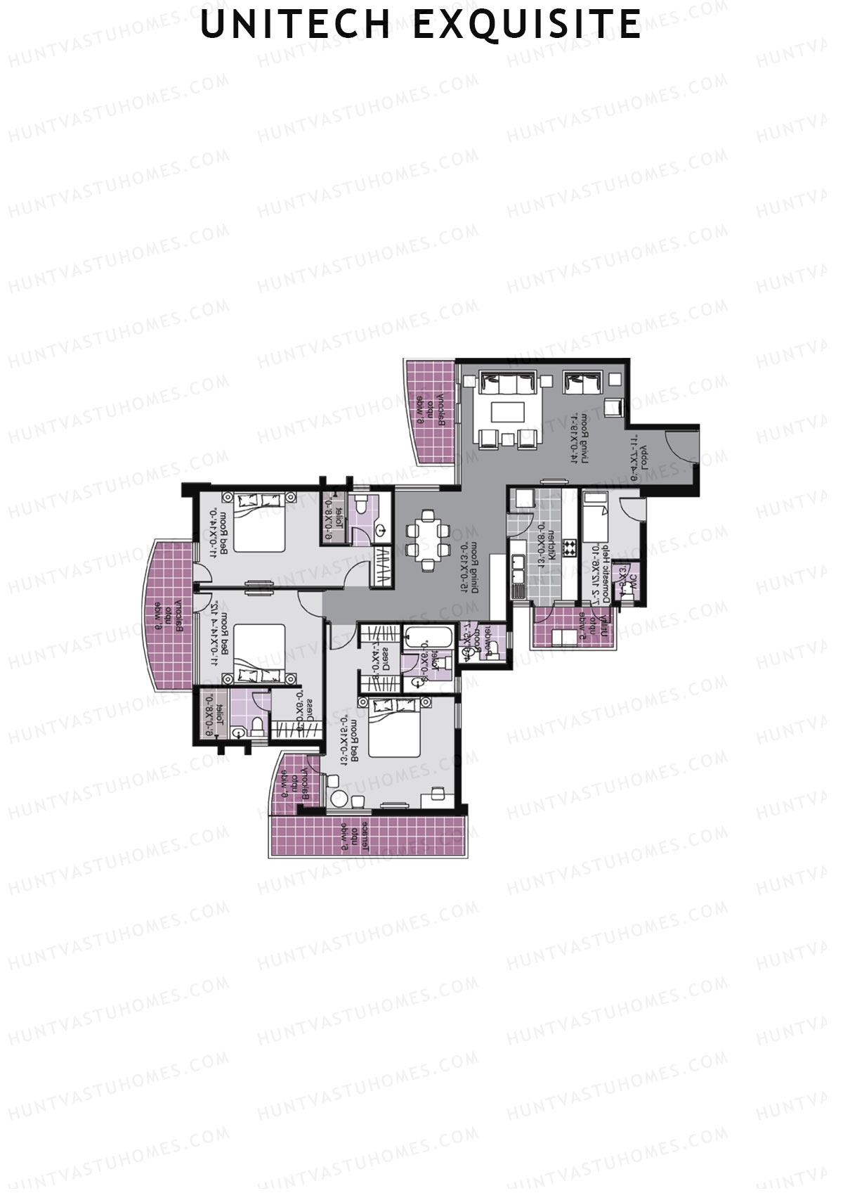 Unitech Exquisite Tower A1 Unit 1 (Type Y2) Floor Plan