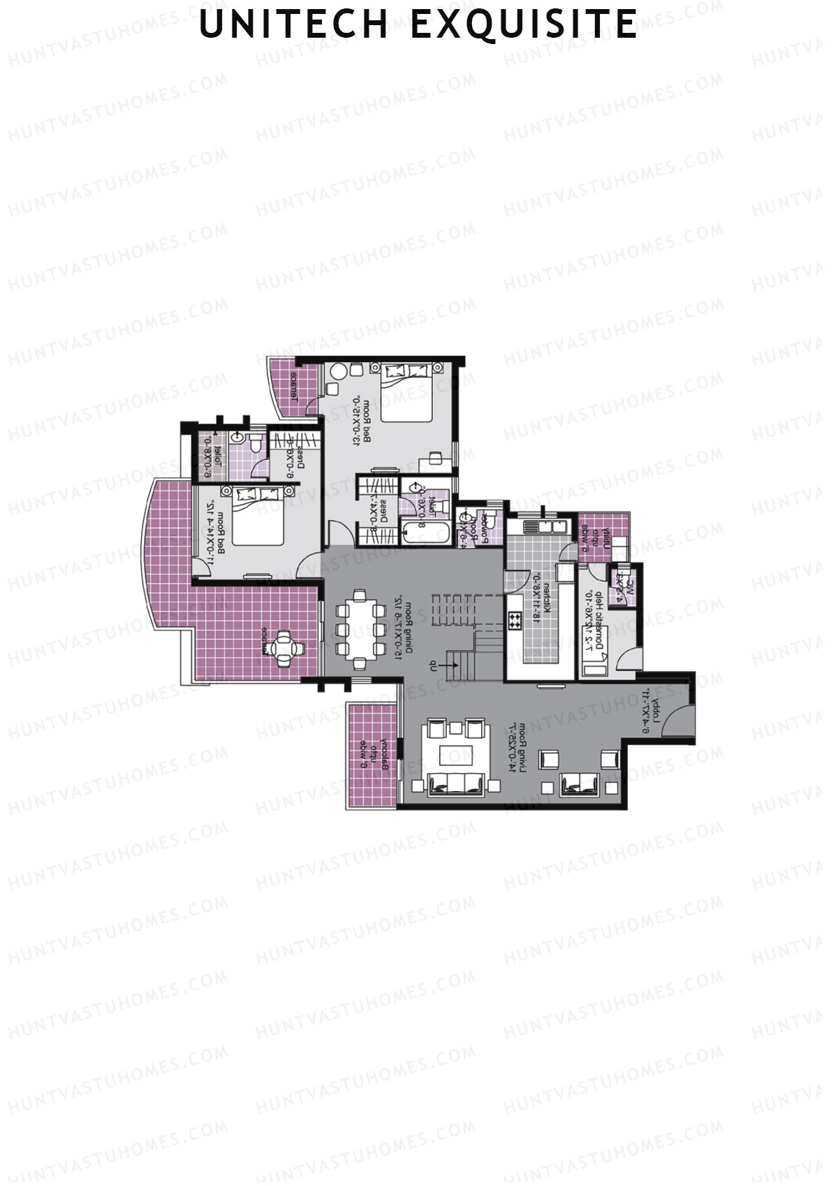 Unitech Exquisite Tower A1 Unit 2 TYPE PH LW(Penthouse) Floor Plan
