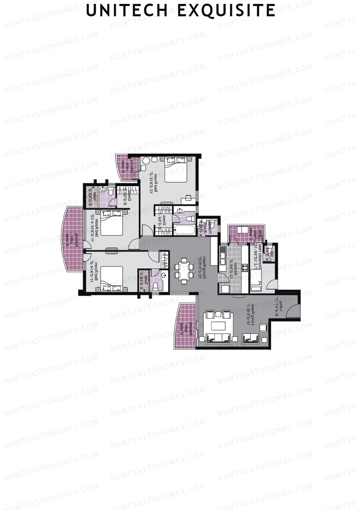 Unitech Exquisite Tower A1 Unit 2 (Type X3) Floor Plan