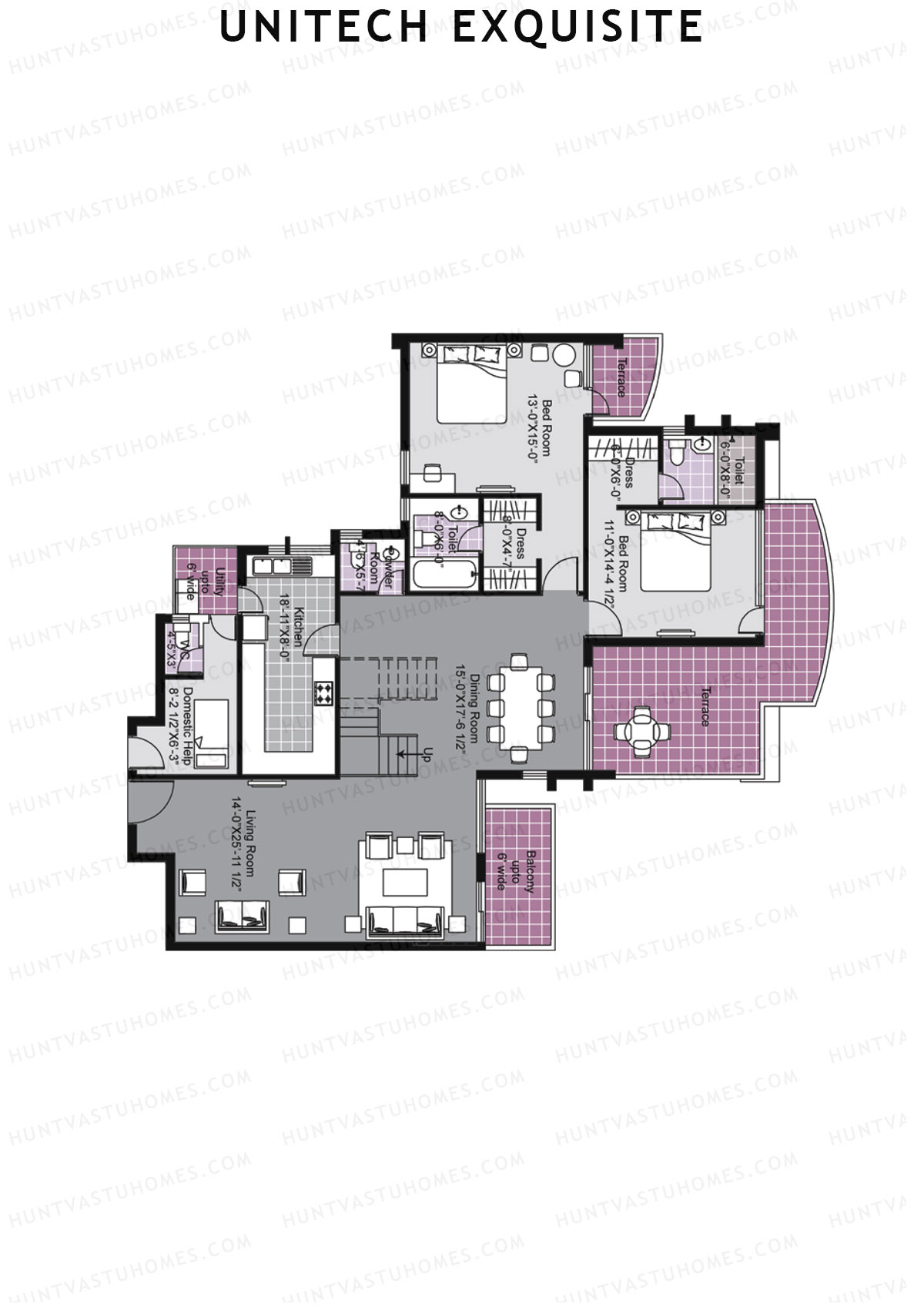 Unitech Exquisite Tower A1 Unit 3 TYPE PH LW(Penthouse) Floor Plan