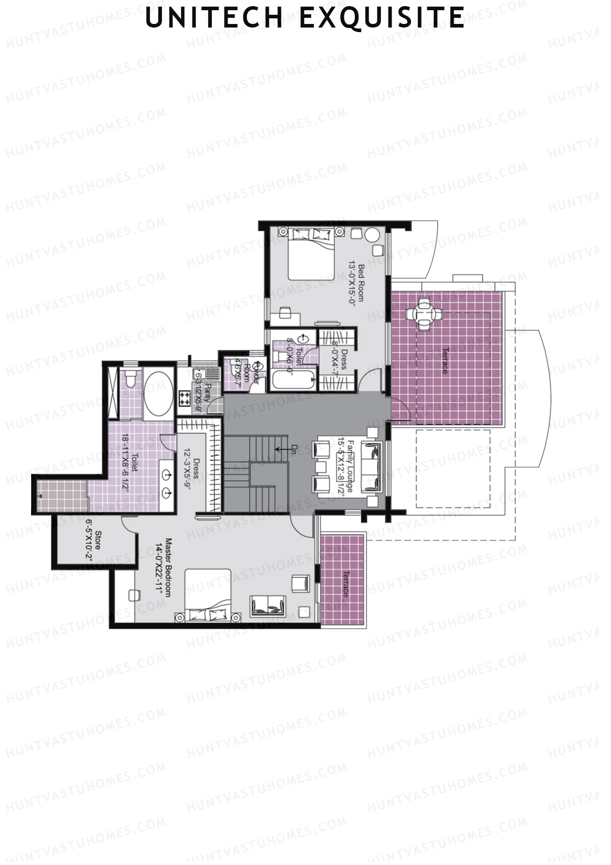 Unitech Exquisite Tower A1 Unit 3 TYPE PH LW(Penthouse) Floor Plan