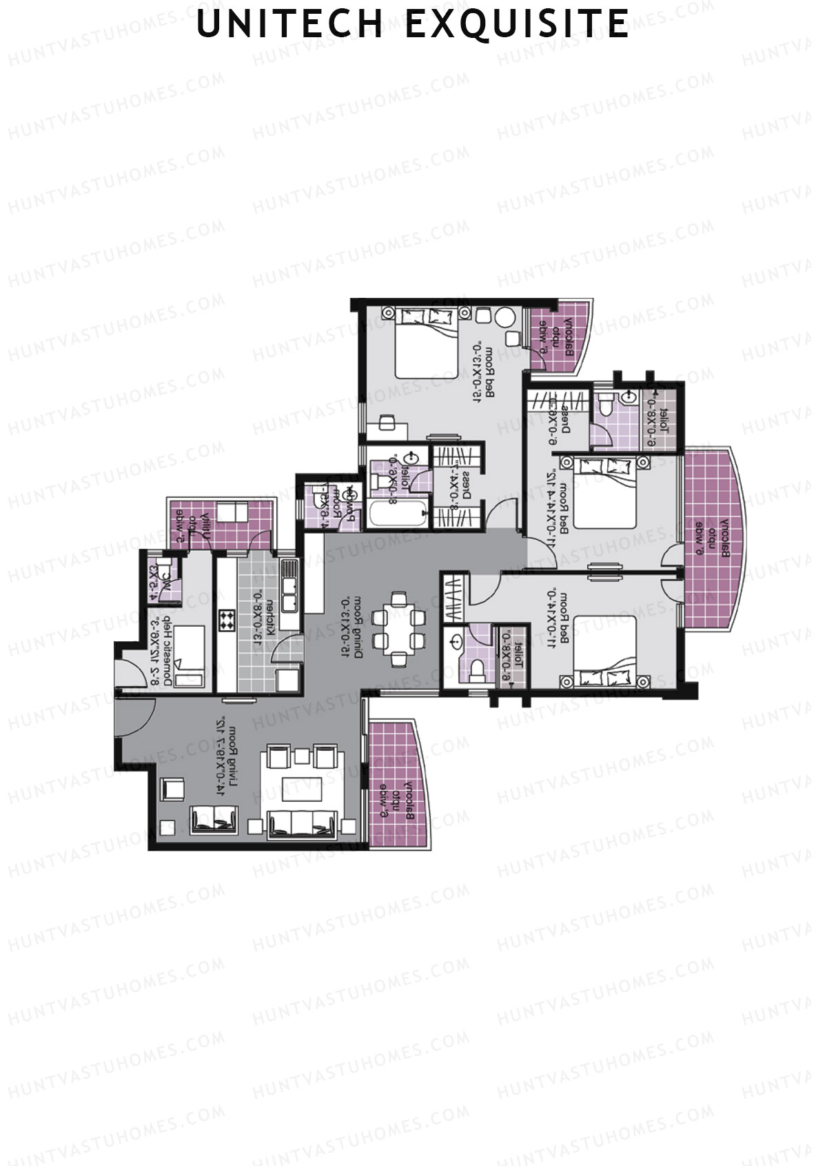 Unitech Exquisite Tower A1 Unit 3 (Type X4) Floor Plan