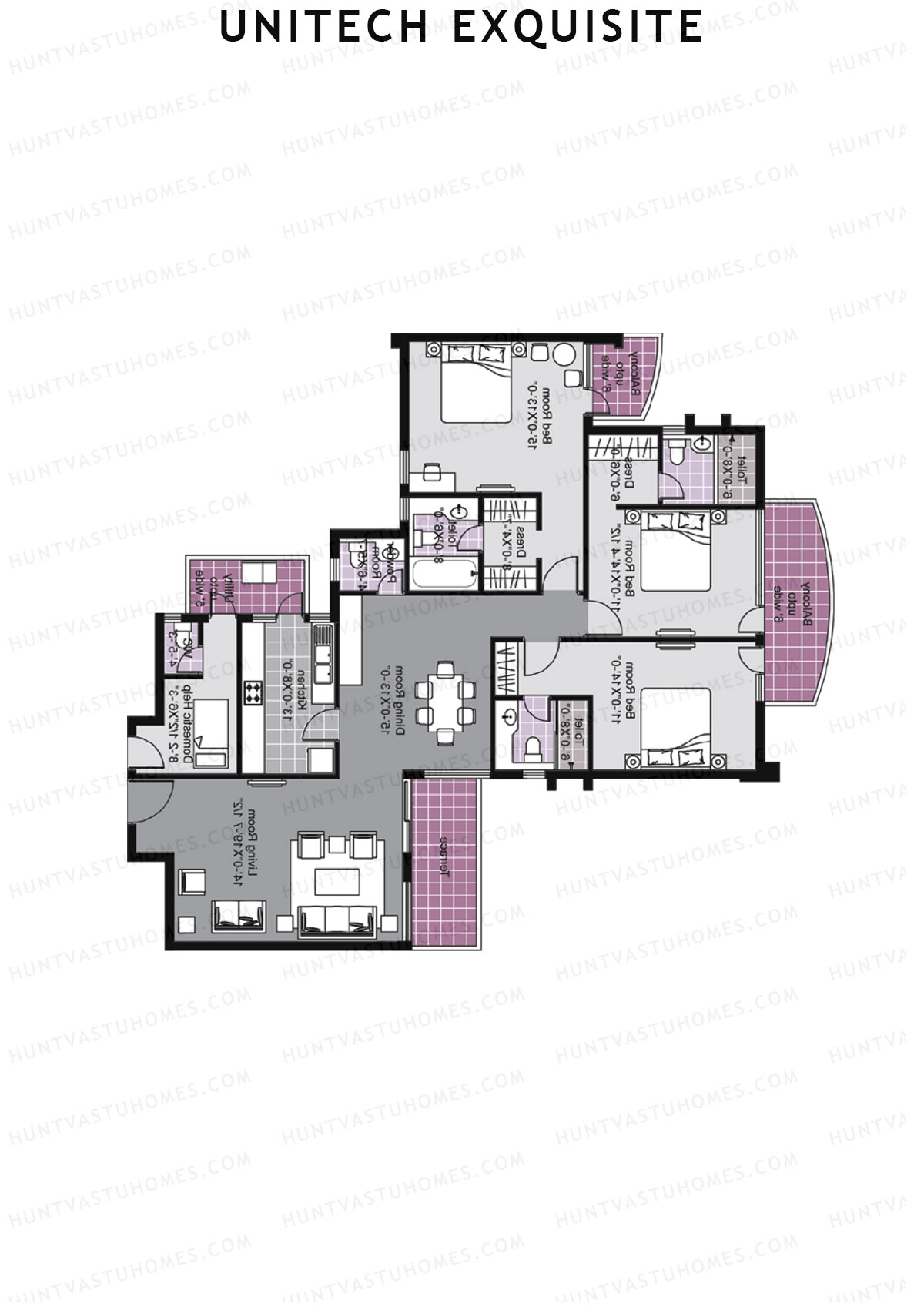 Unitech Exquisite Tower A1 Unit 3 (Type Y4) Floor Plan