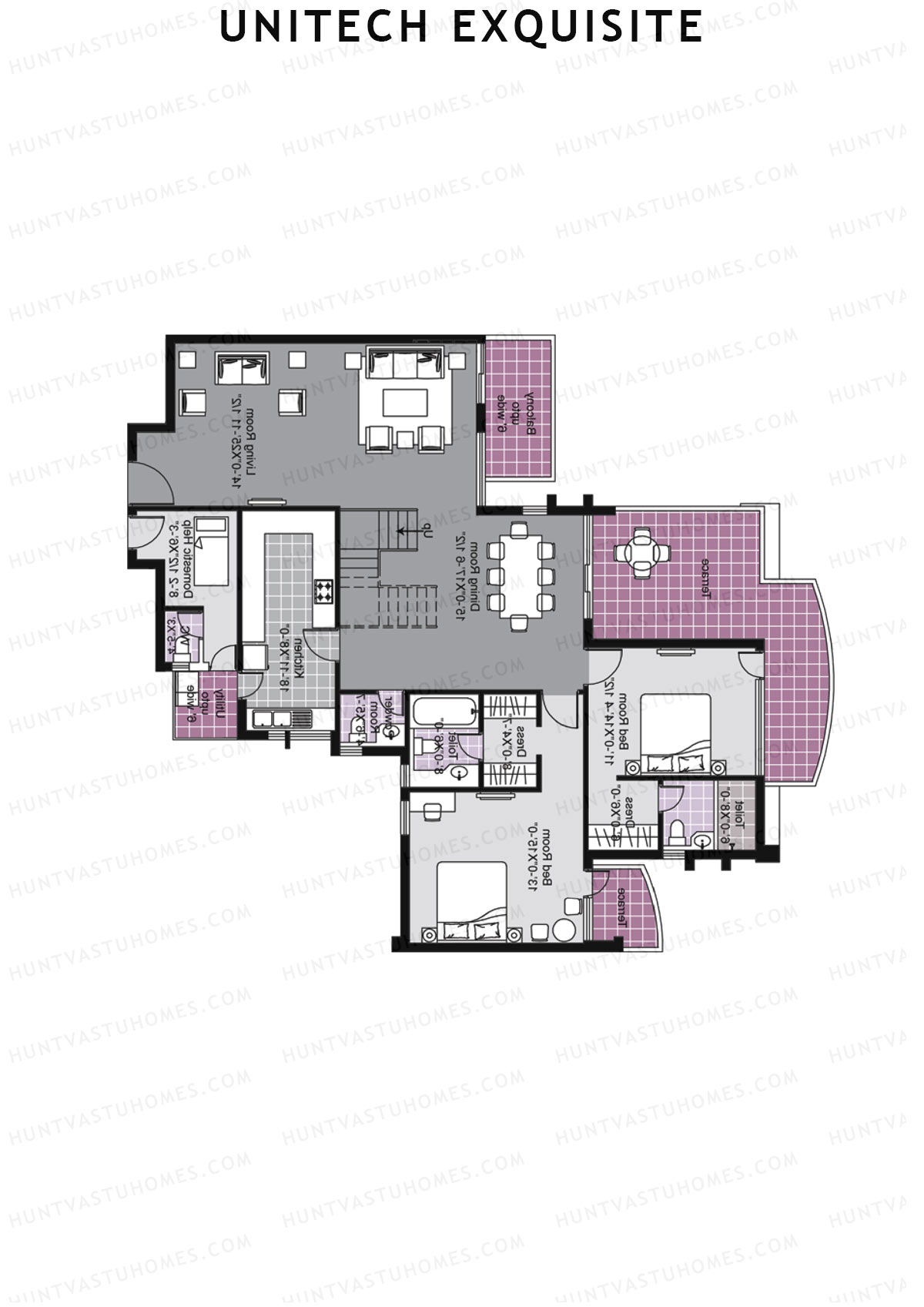 Unitech Exquisite Tower A1 Unit 4 TYPE PH LW(Penthouse) Floor Plan