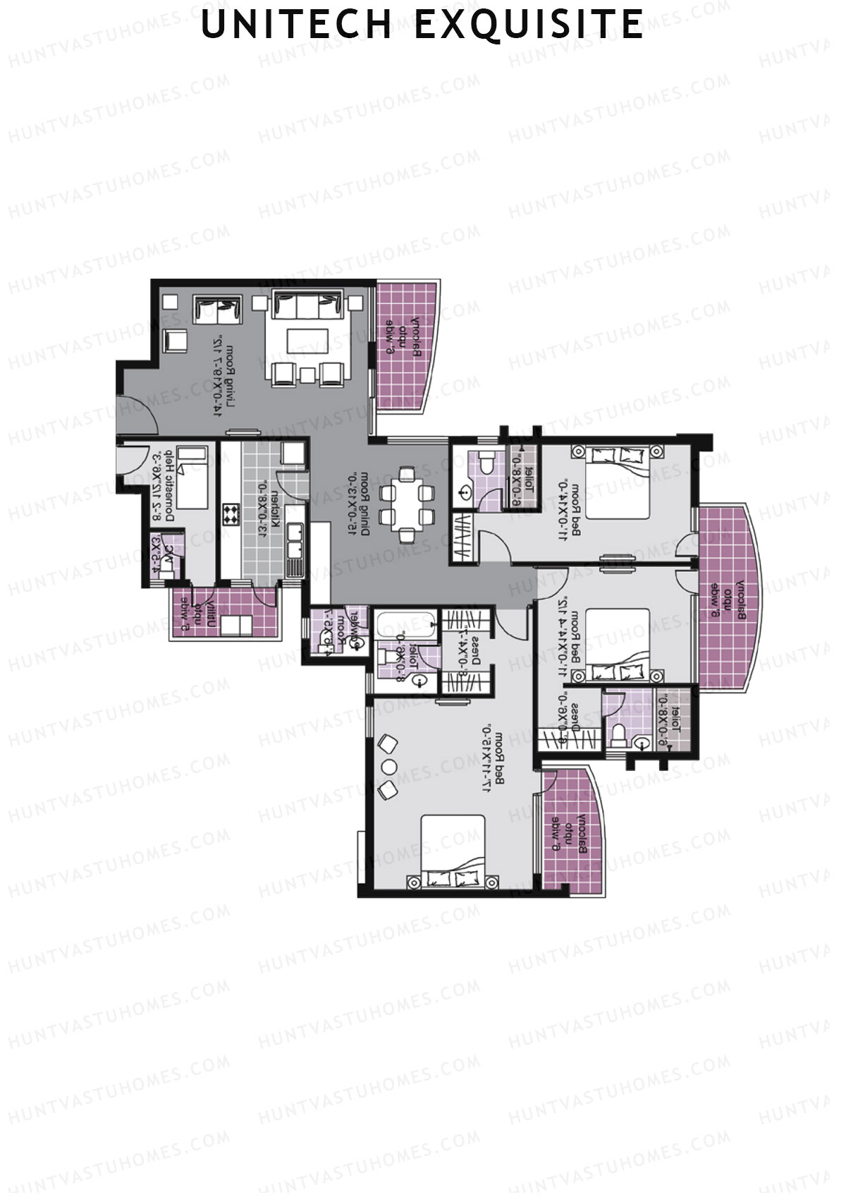 Unitech Exquisite Tower A1 Unit 4 (Type X2) Floor Plan