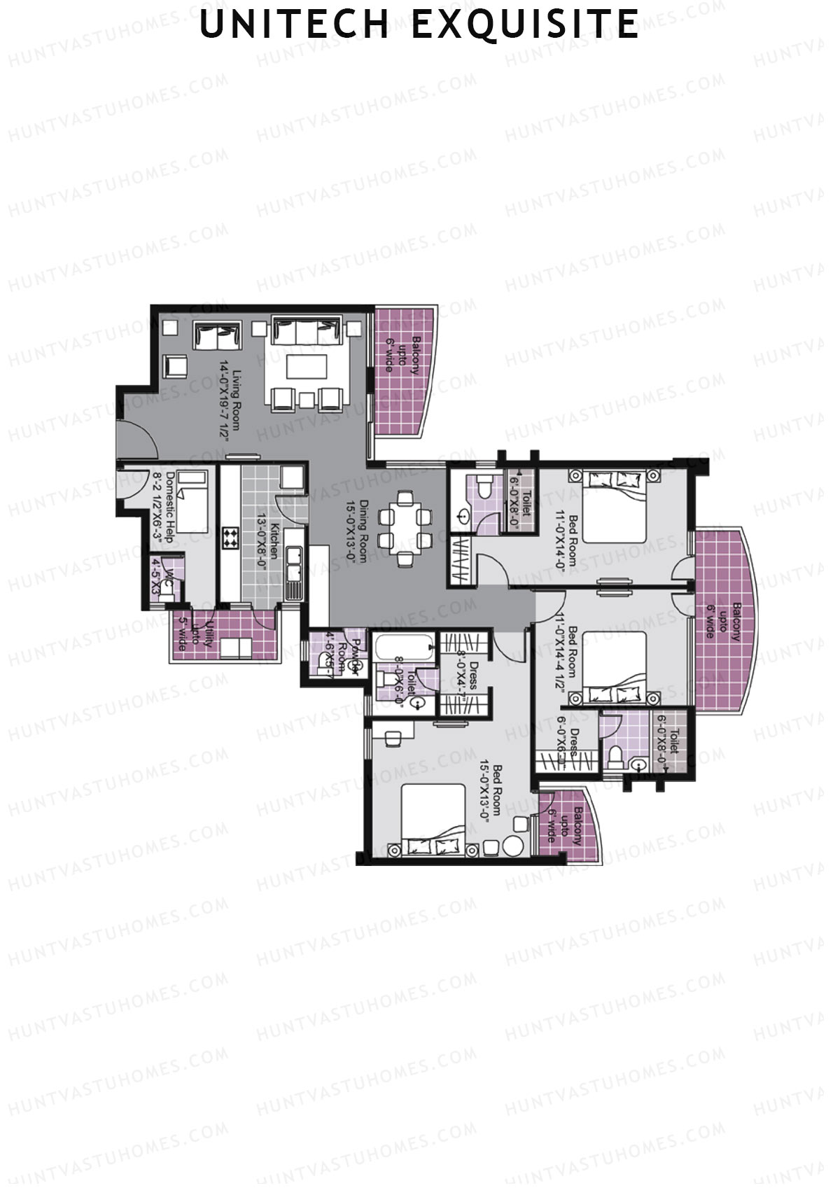 Unitech Exquisite Tower A1 Unit 4 (Type X4) Floor Plan