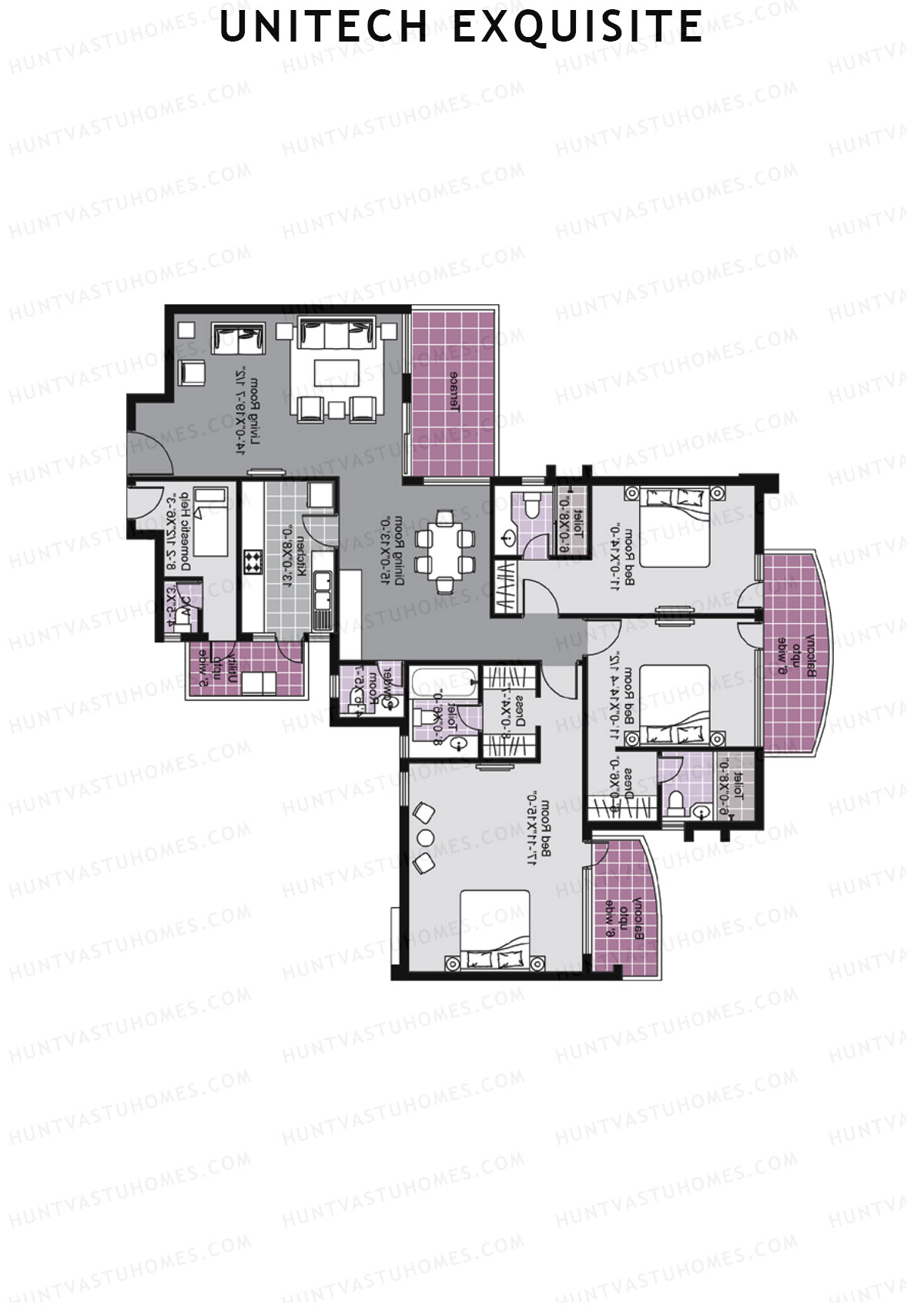 Unitech Exquisite Tower A1 Unit 4 (Type Y1) Floor Plan