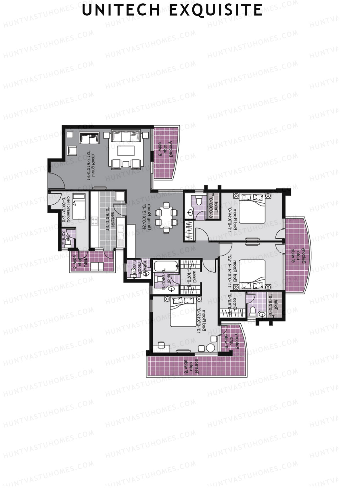 Unitech Exquisite Tower A1 Unit 4 (Type Y3) Floor Plan