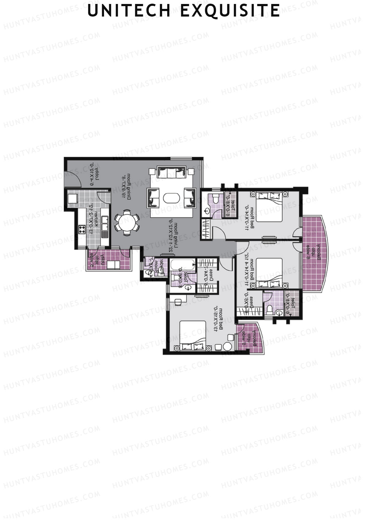 Unitech Exquisite Tower A1 Unit 4 (Type Z1) Floor Plan