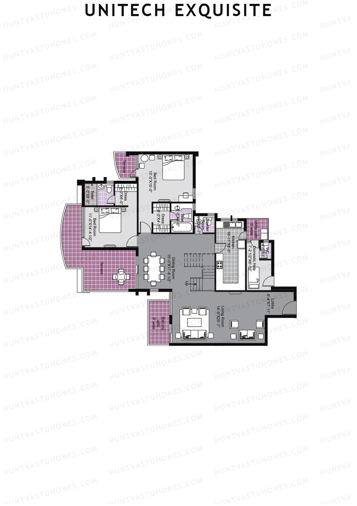 Unitech Exquisite Tower A2 Unit 2 TYPE PH LW(Penthouse) Floor Plan