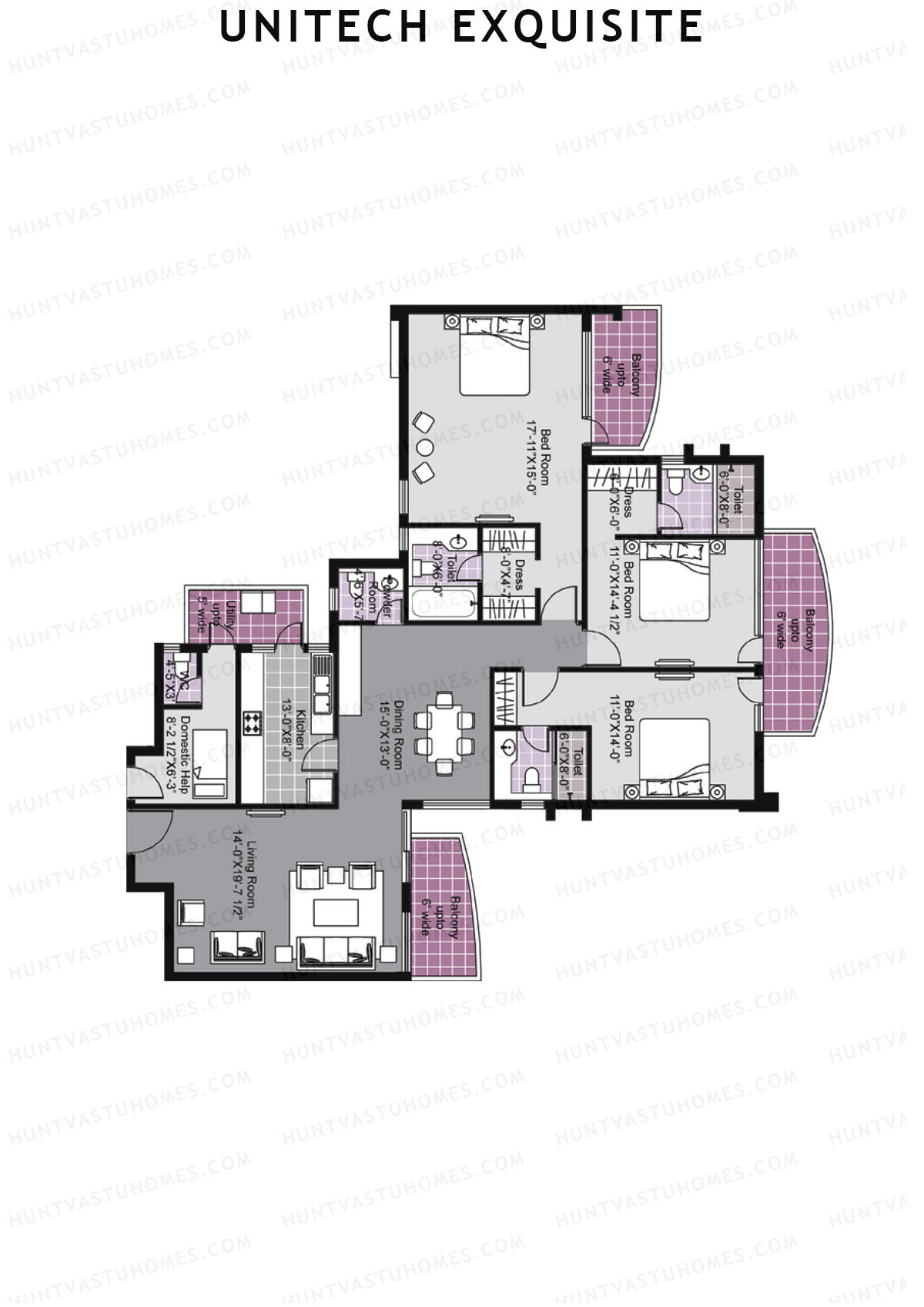 Unitech Exquisite Tower A2 Unit 3 (Type X2) Floor Plan