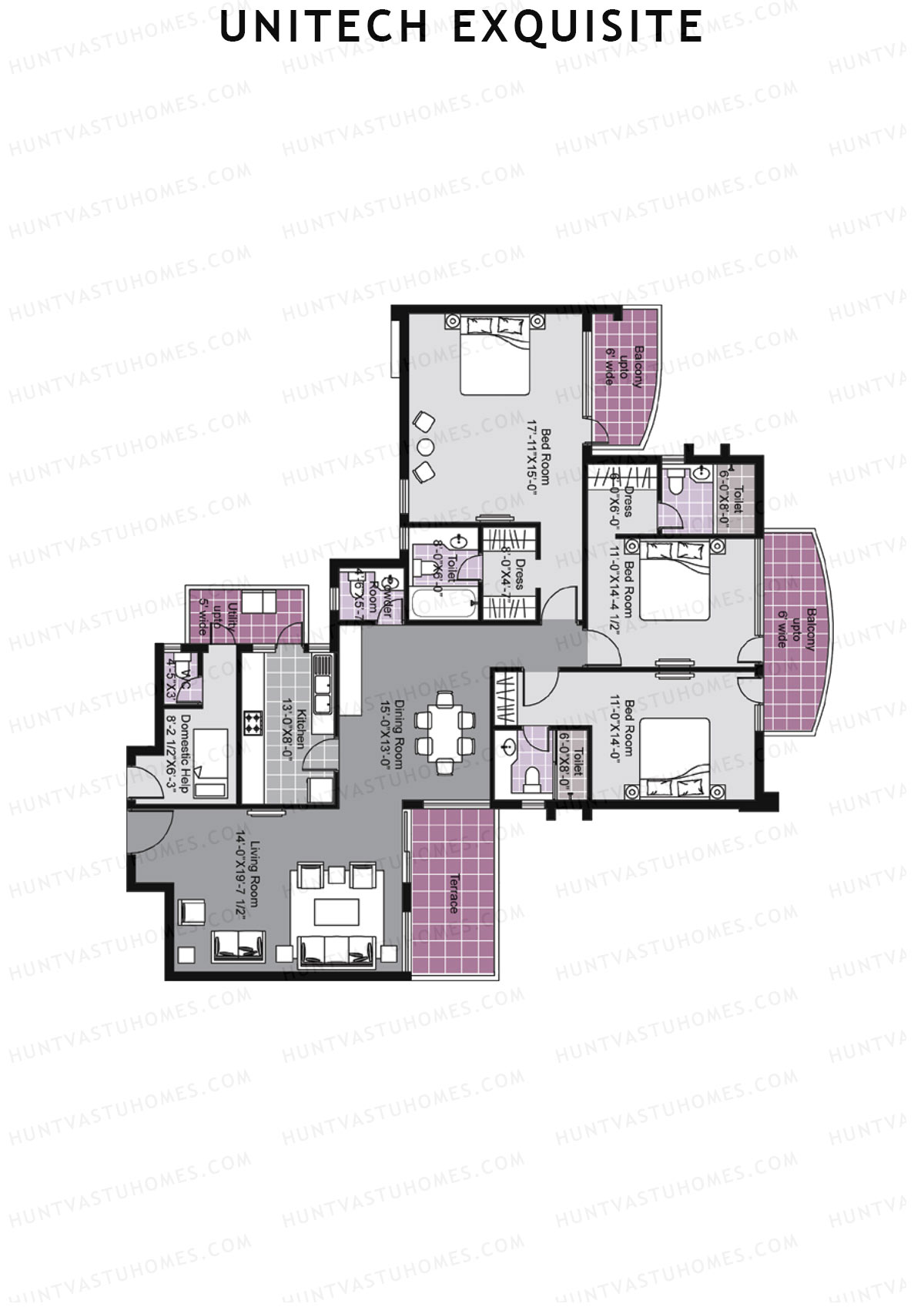 Unitech Exquisite Tower A2 Unit 3 (Type Y1) Floor Plan