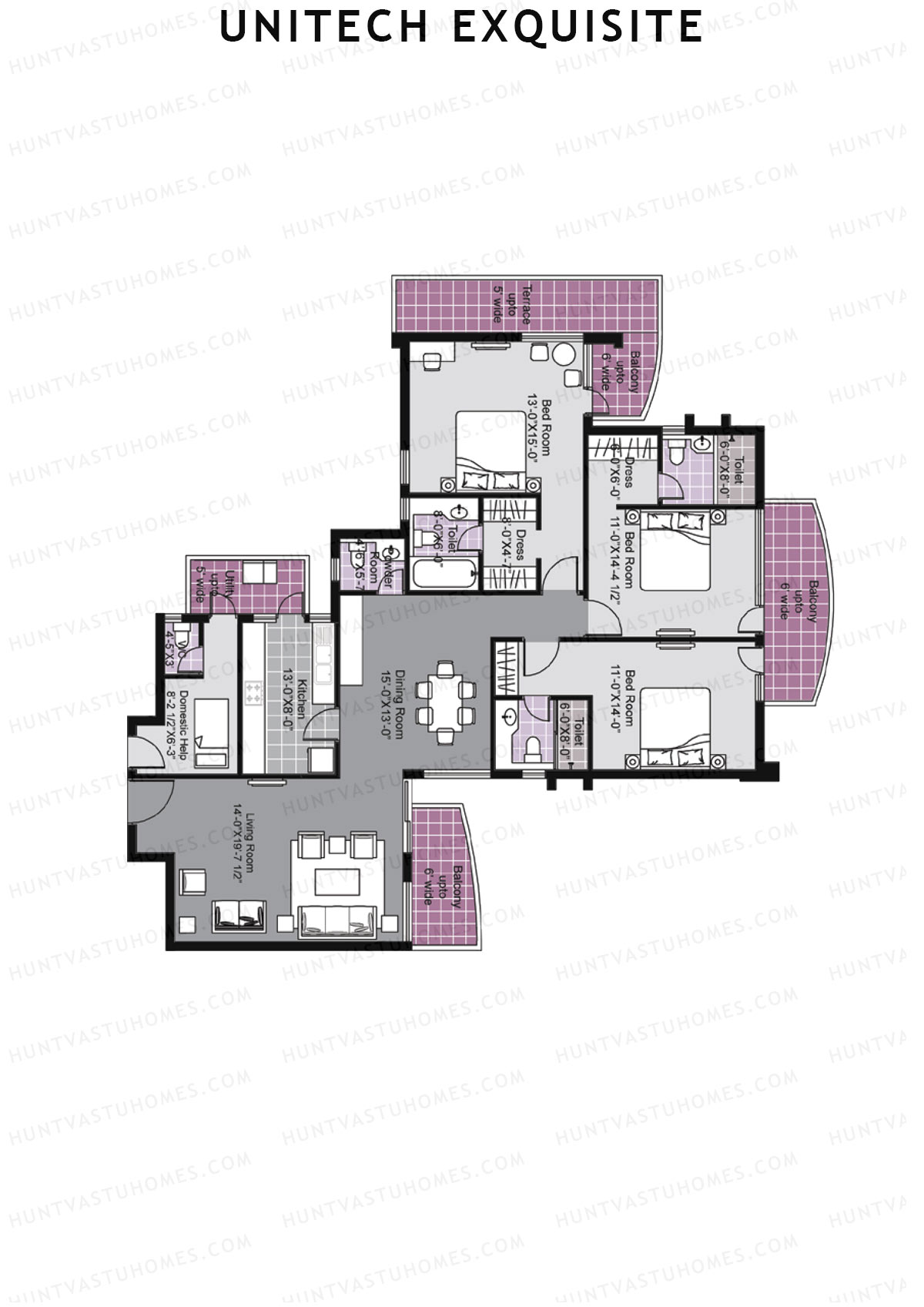 Unitech Exquisite Tower A2 Unit 3 (Type Y3) Floor Plan
