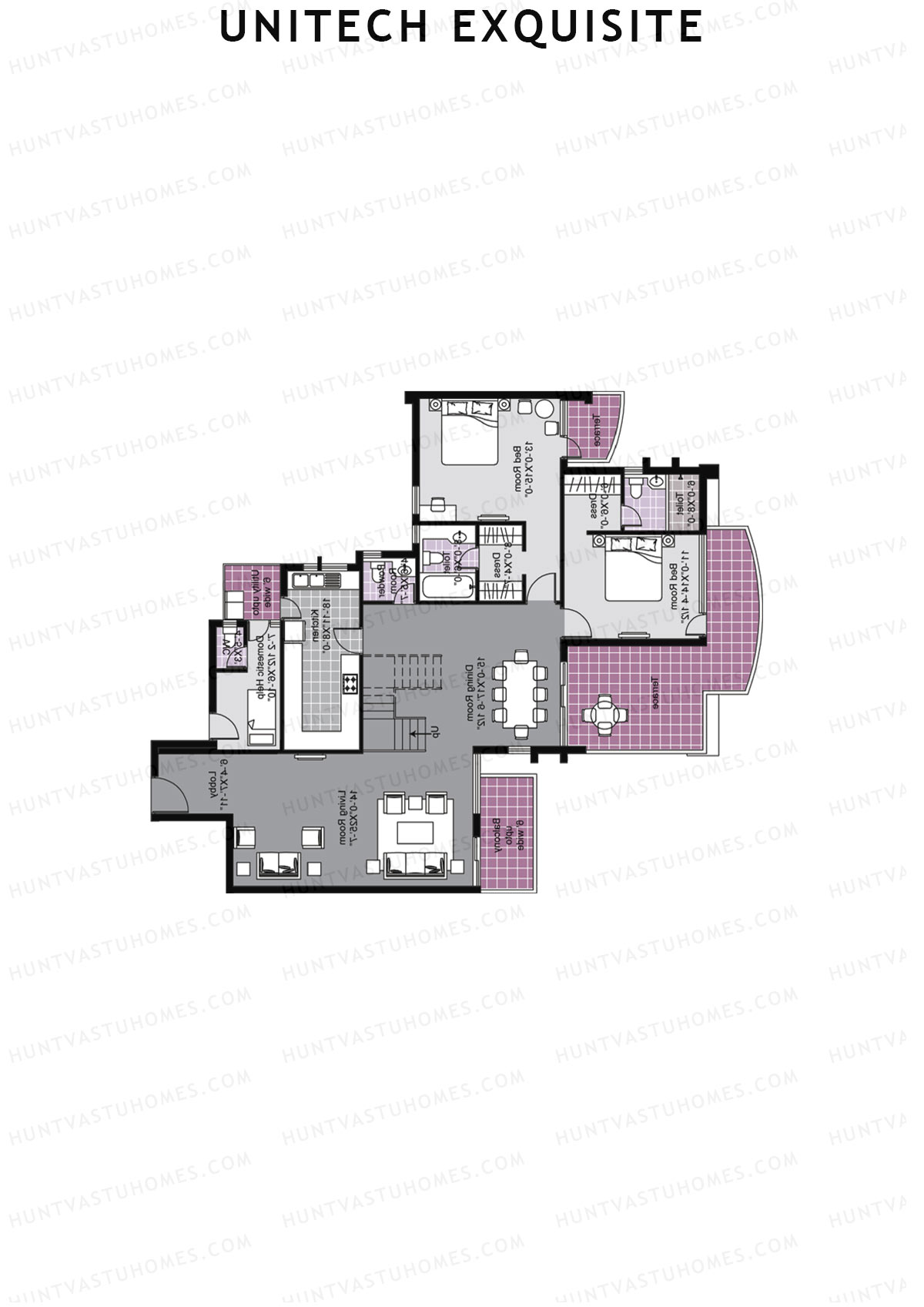 Unitech Exquisite Tower J1 Unit 1 TYPE PH LW(Penthouse) Floor Plan