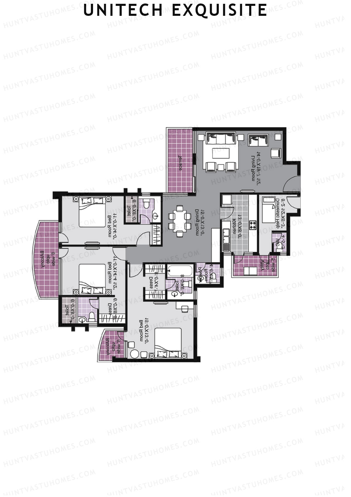 Unitech Exquisite Tower J1 Unit 3 (Type Y4) Floor Plan