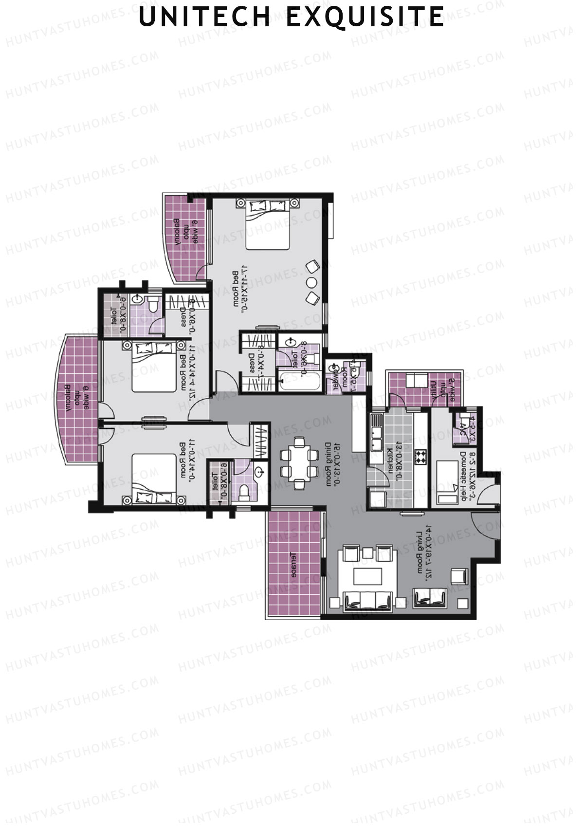Unitech Exquisite Tower J1 Unit 4 (Type Y1) Floor Plan