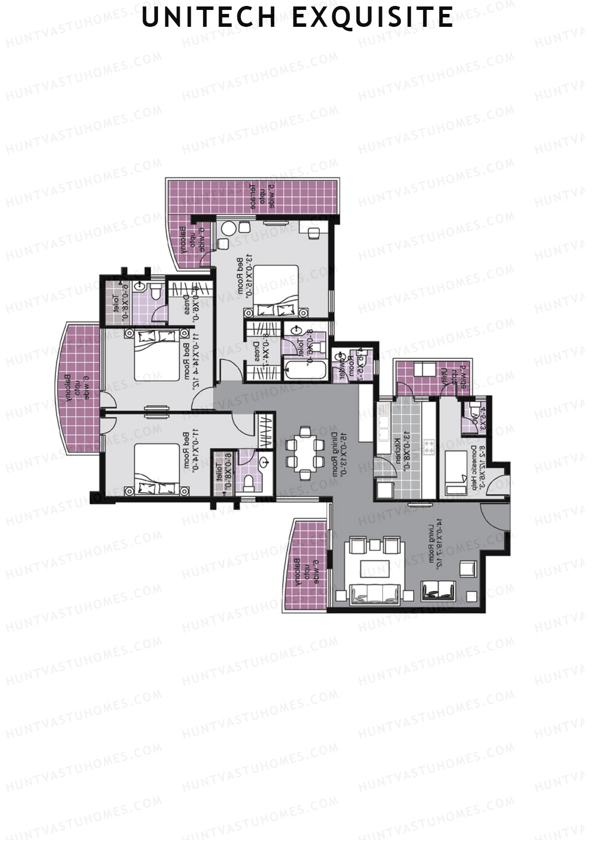 Unitech Exquisite Tower J1 Unit 4 (Type Y3) Floor Plan