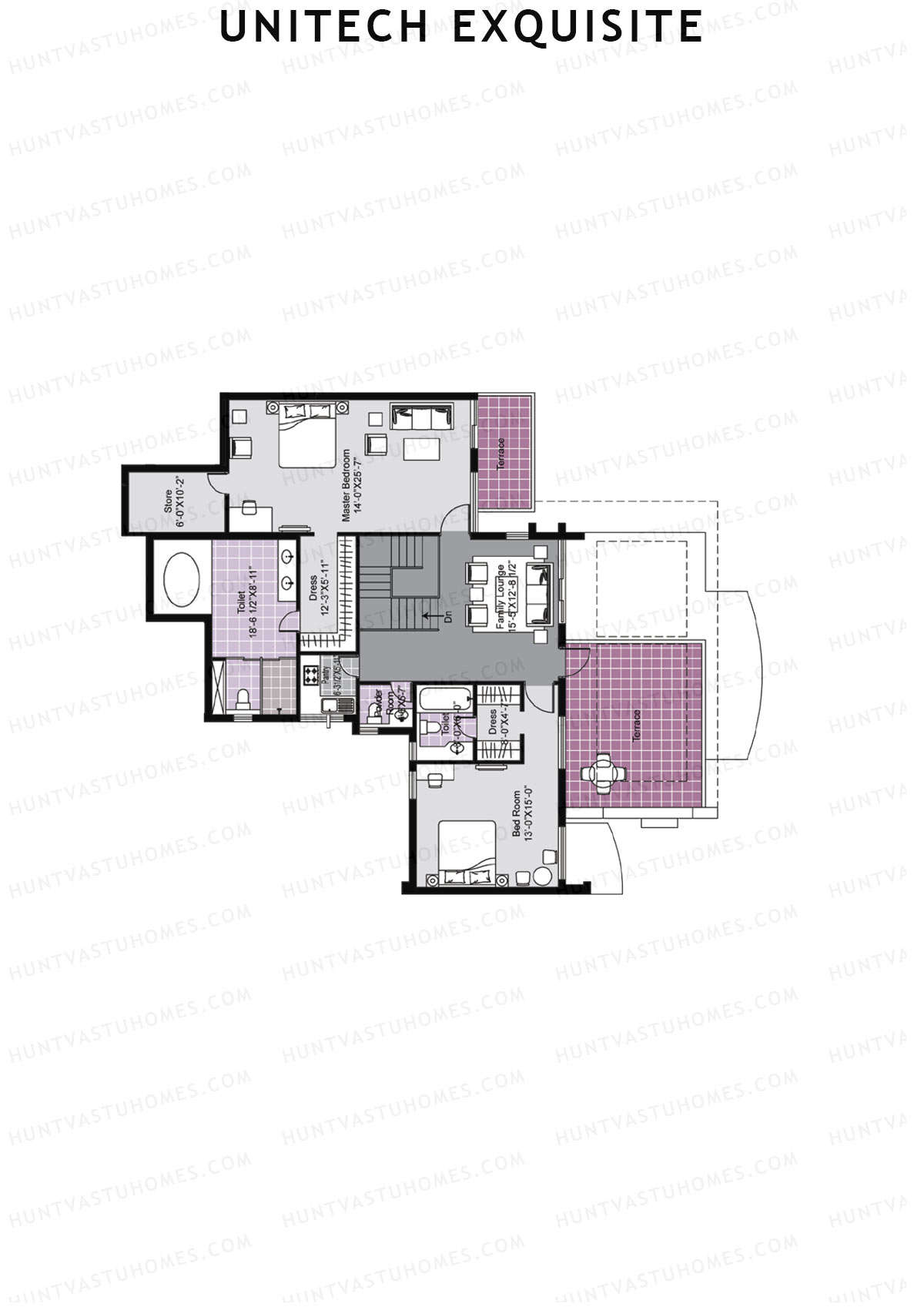 Unitech Exquisite Tower J2 Unit 2 TYPE PH LW(Penthouse) Floor Plan