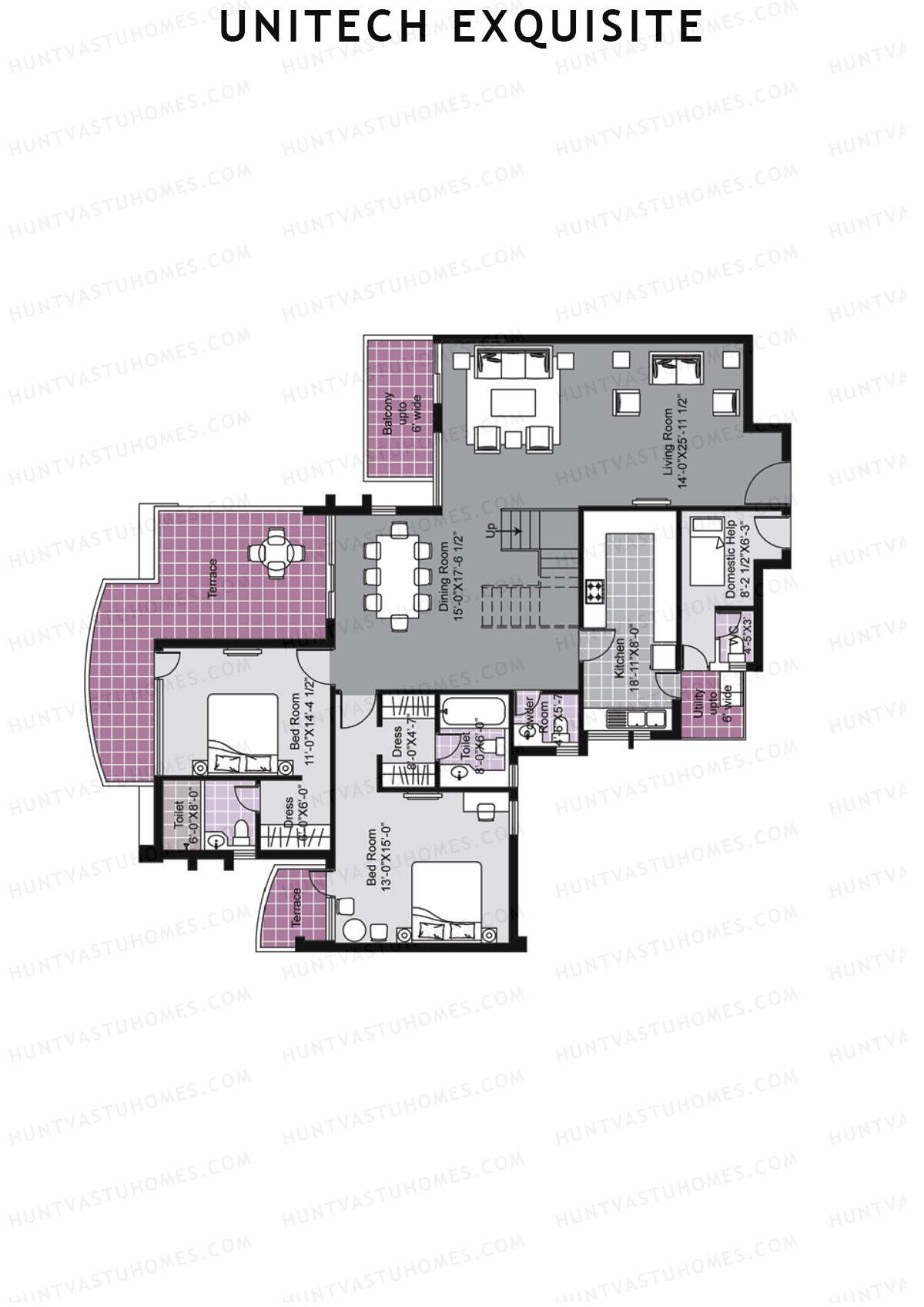 Unitech Exquisite Tower J2 Unit 3 TYPE PH LW(Penthouse) Floor Plan