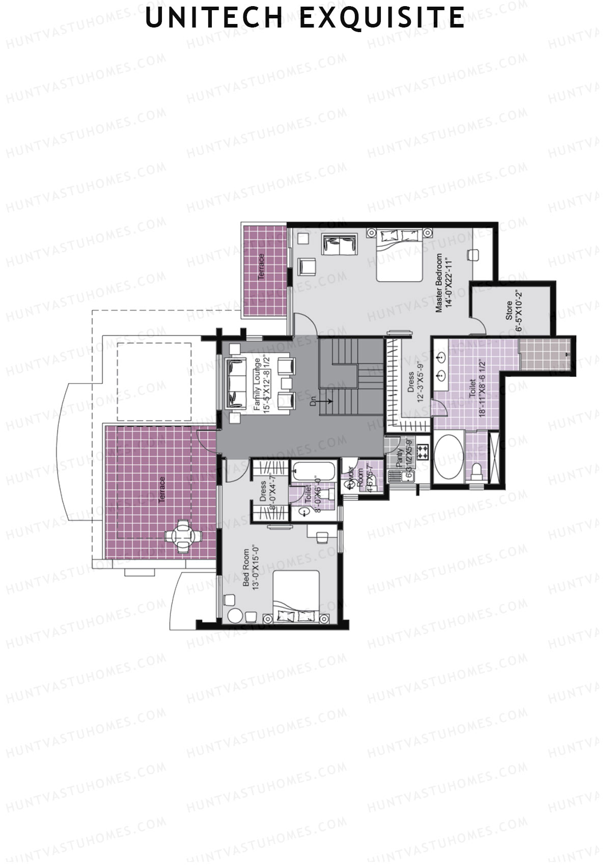 Unitech Exquisite Tower J2 Unit 3 TYPE PH LW(Penthouse) Floor Plan
