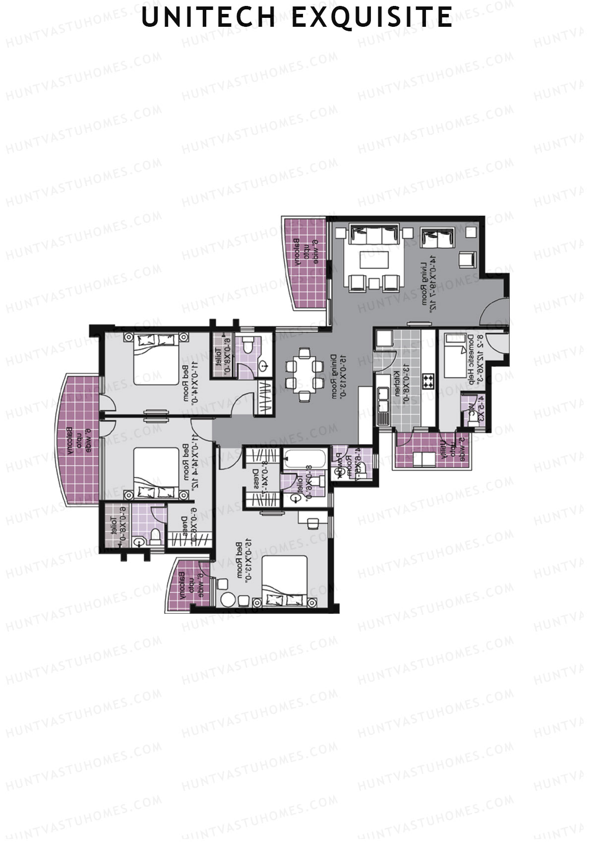 Unitech Exquisite Tower J2 Unit 3 (Type X4) Floor Plan