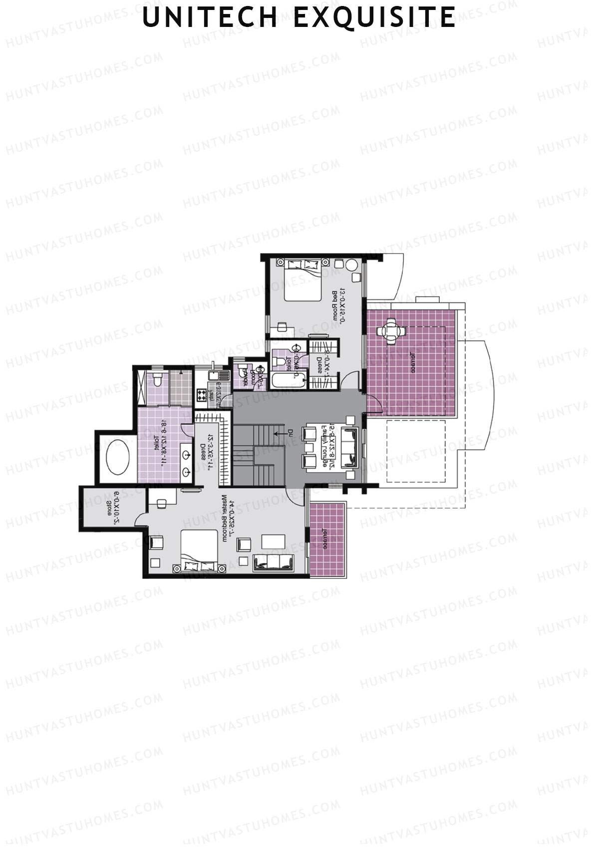 Unitech Exquisite Tower O1 Unit 1 TYPE PH LW(Penthouse) Floor Plan