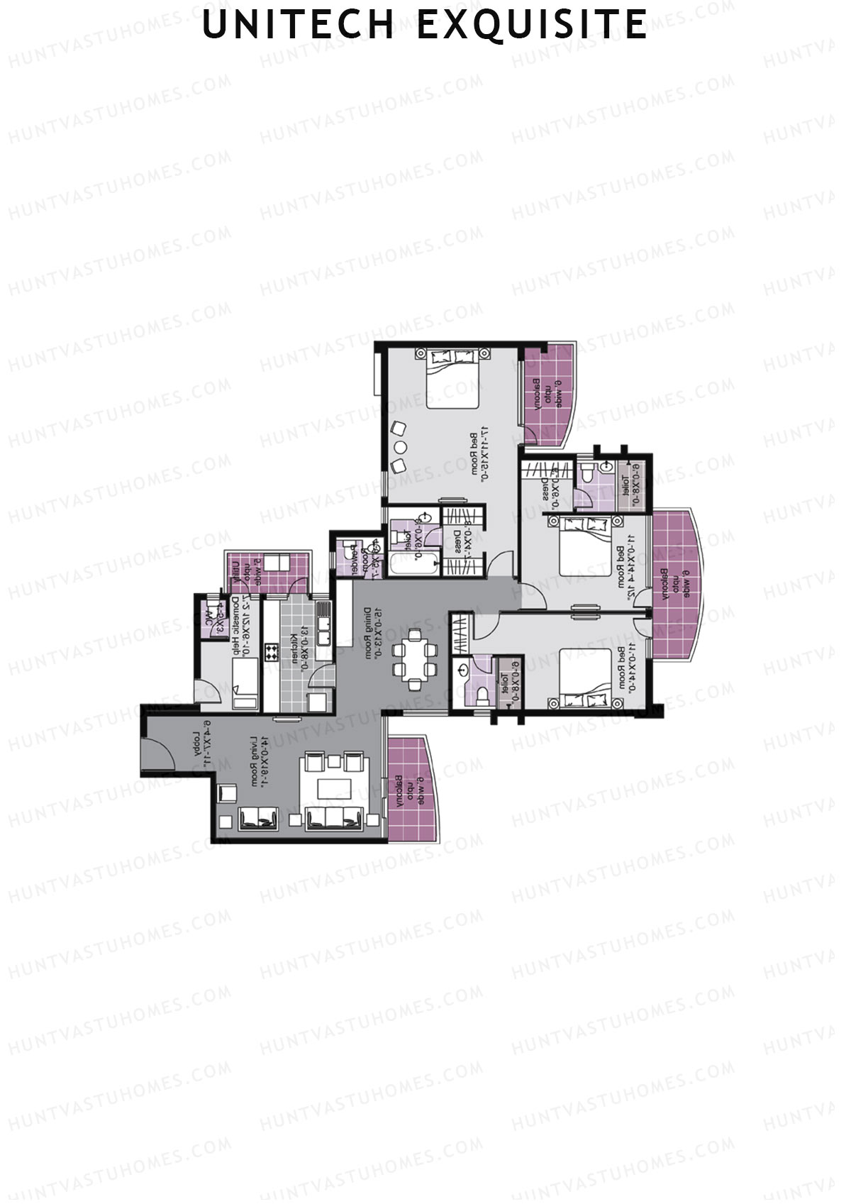 Unitech Exquisite Tower O1 Unit 1 (Type X1) Floor Plan