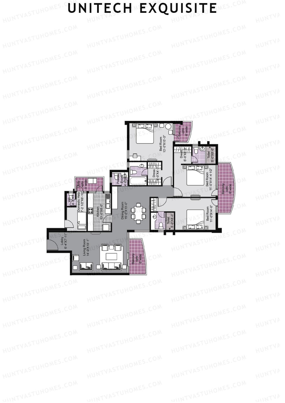 Unitech Exquisite Tower O1 Unit 1 (Type X3) Floor Plan