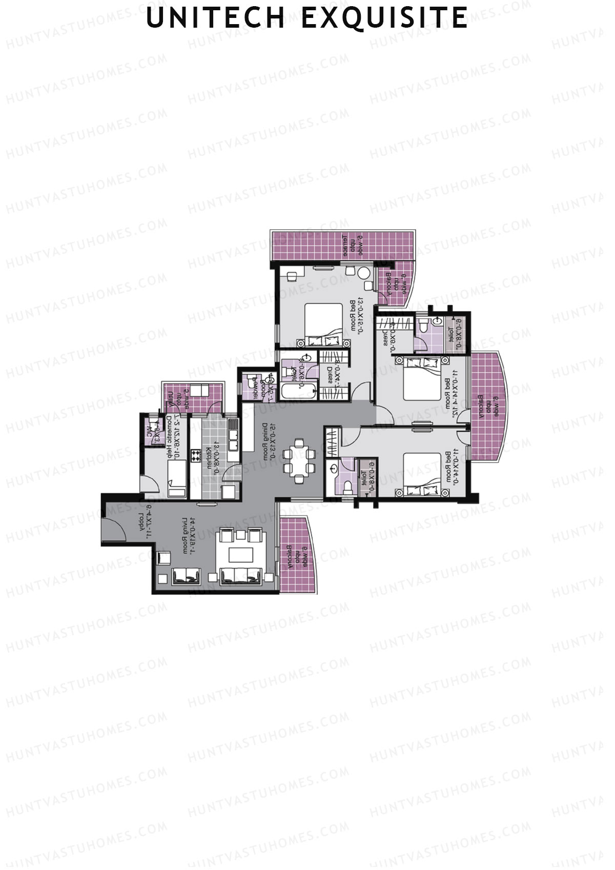 Unitech Exquisite Tower O1 Unit 1 (Type Y2) Floor Plan