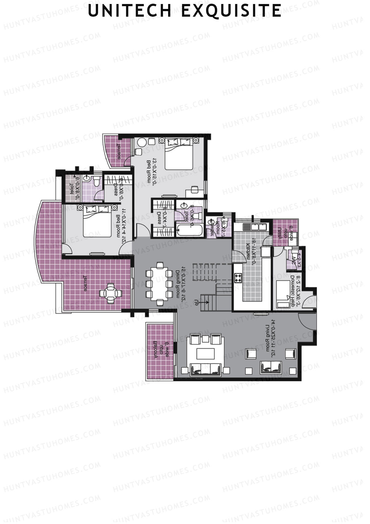 Unitech Exquisite Tower O1 Unit 4 TYPE PH LW(Penthouse) Floor Plan