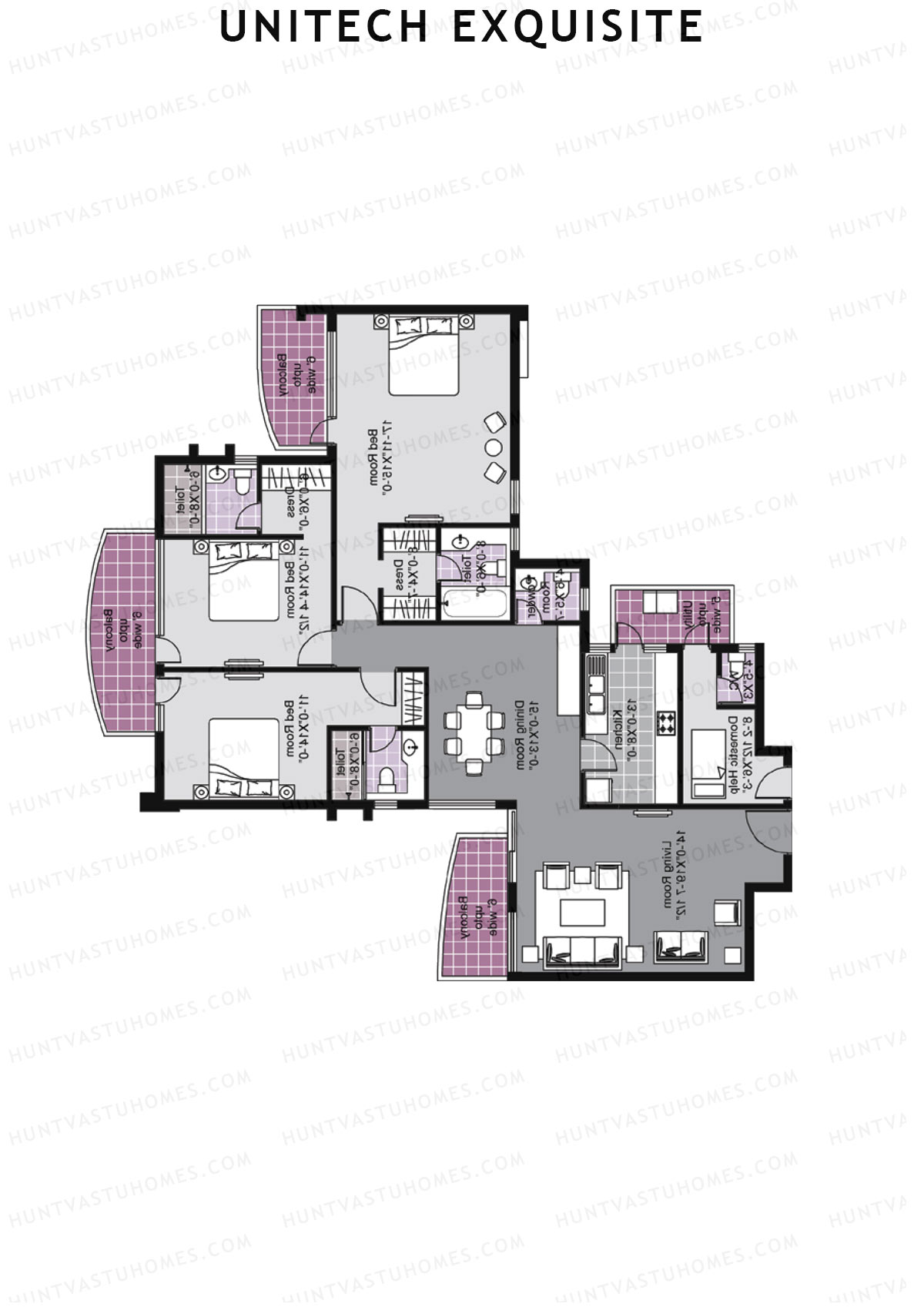 Unitech Exquisite Tower O1 Unit 4 (Type X2) Floor Plan