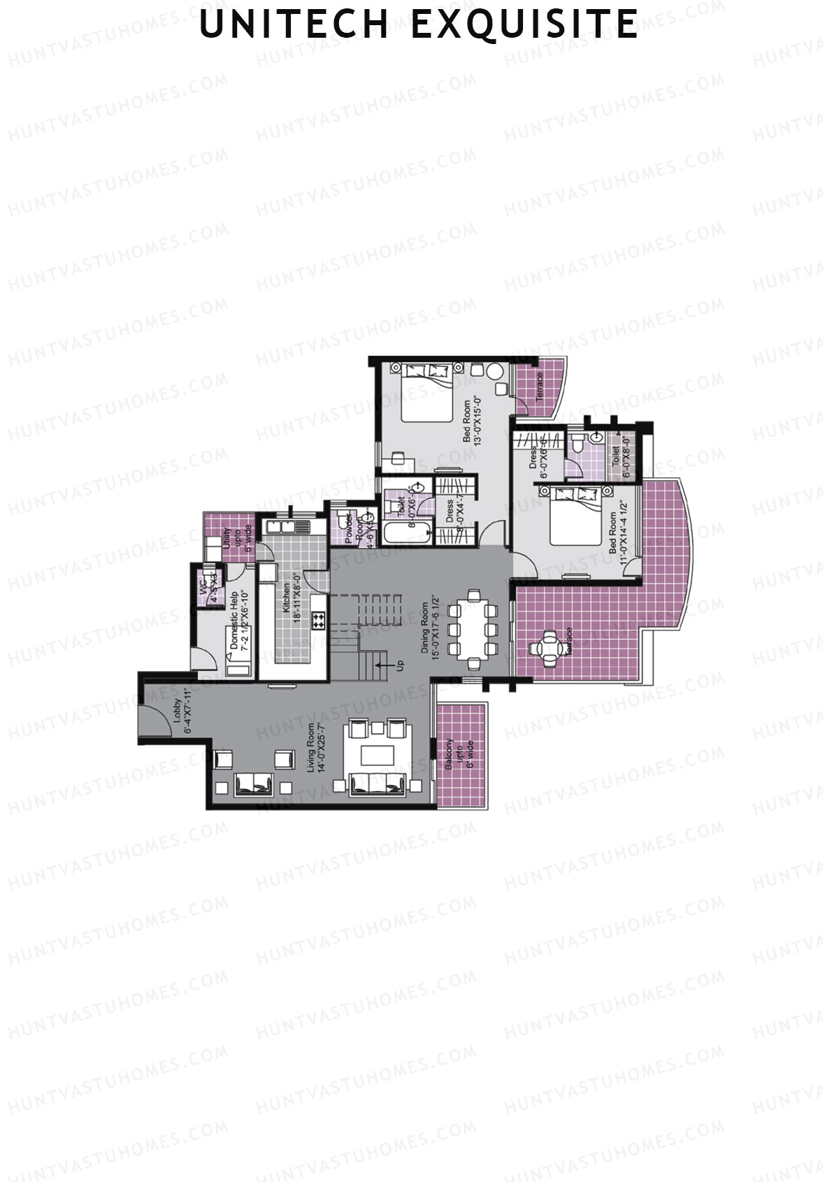 Unitech Exquisite Tower O2 Unit 1 TYPE PH LW(Penthouse) Floor Plan