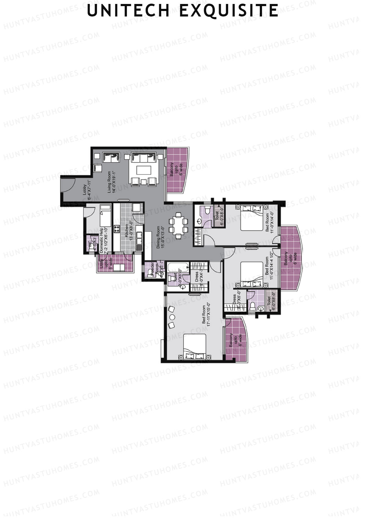 Unitech Exquisite Tower O2 Unit 2 (Type X1) Floor Plan