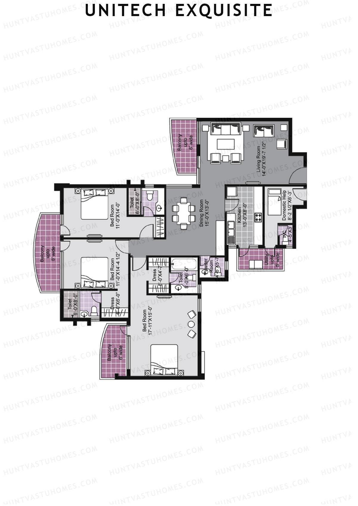 Unitech Exquisite Tower O2 Unit 3 (Type X2) Floor Plan