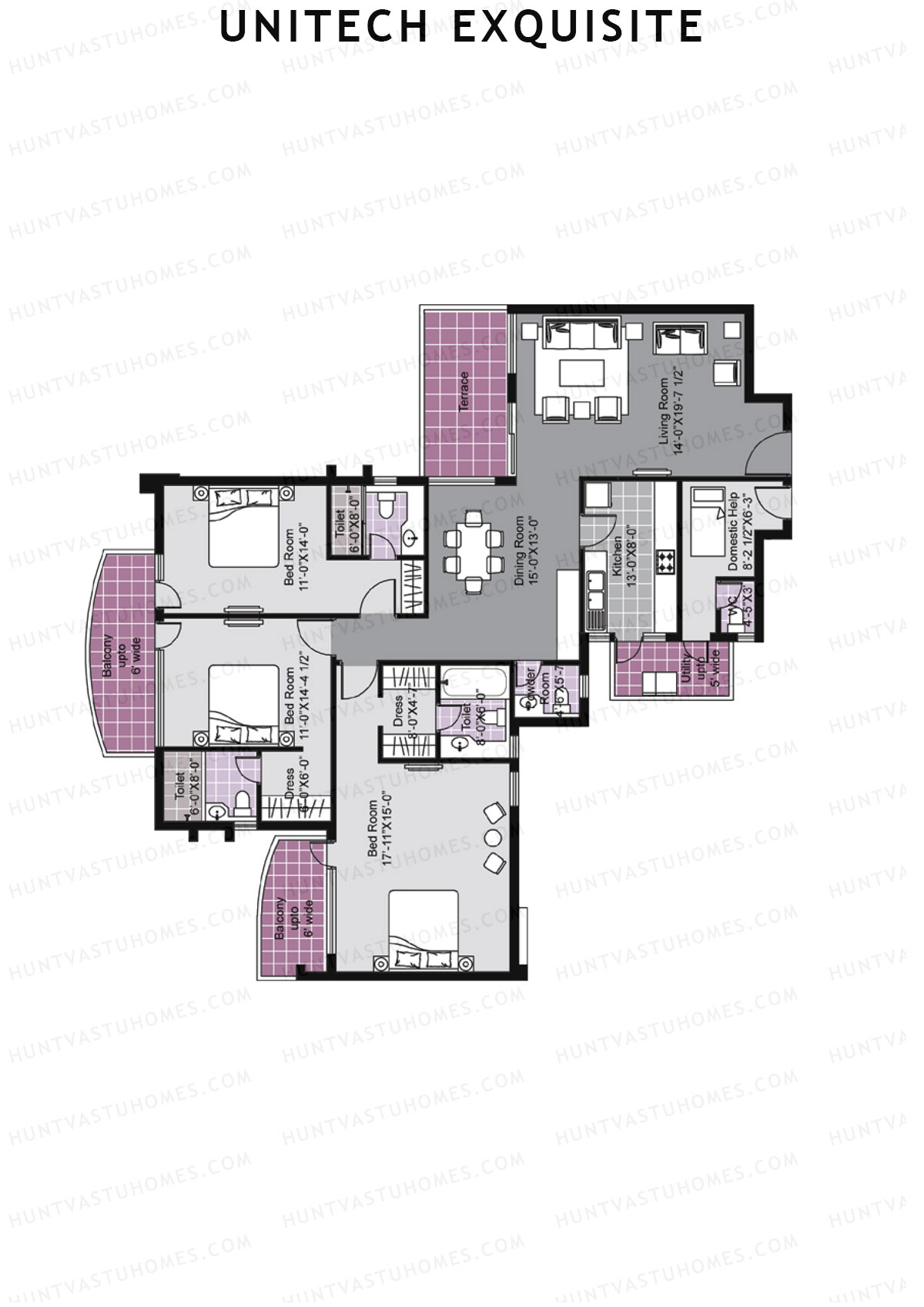 Unitech Exquisite Tower O2 Unit 3 (Type Y1) Floor Plan