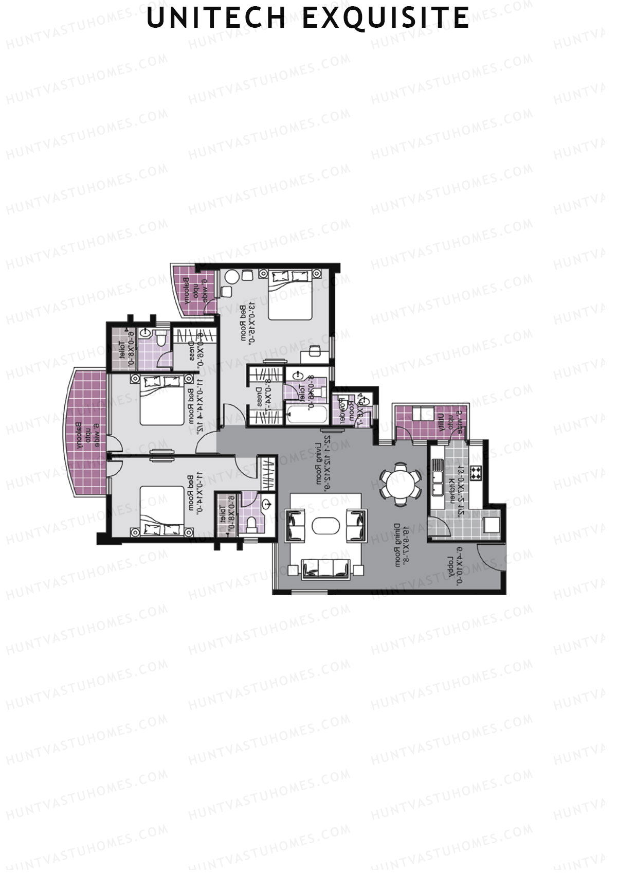 Unitech Exquisite Tower O2 Unit 4 (Type Z1) Floor Plan